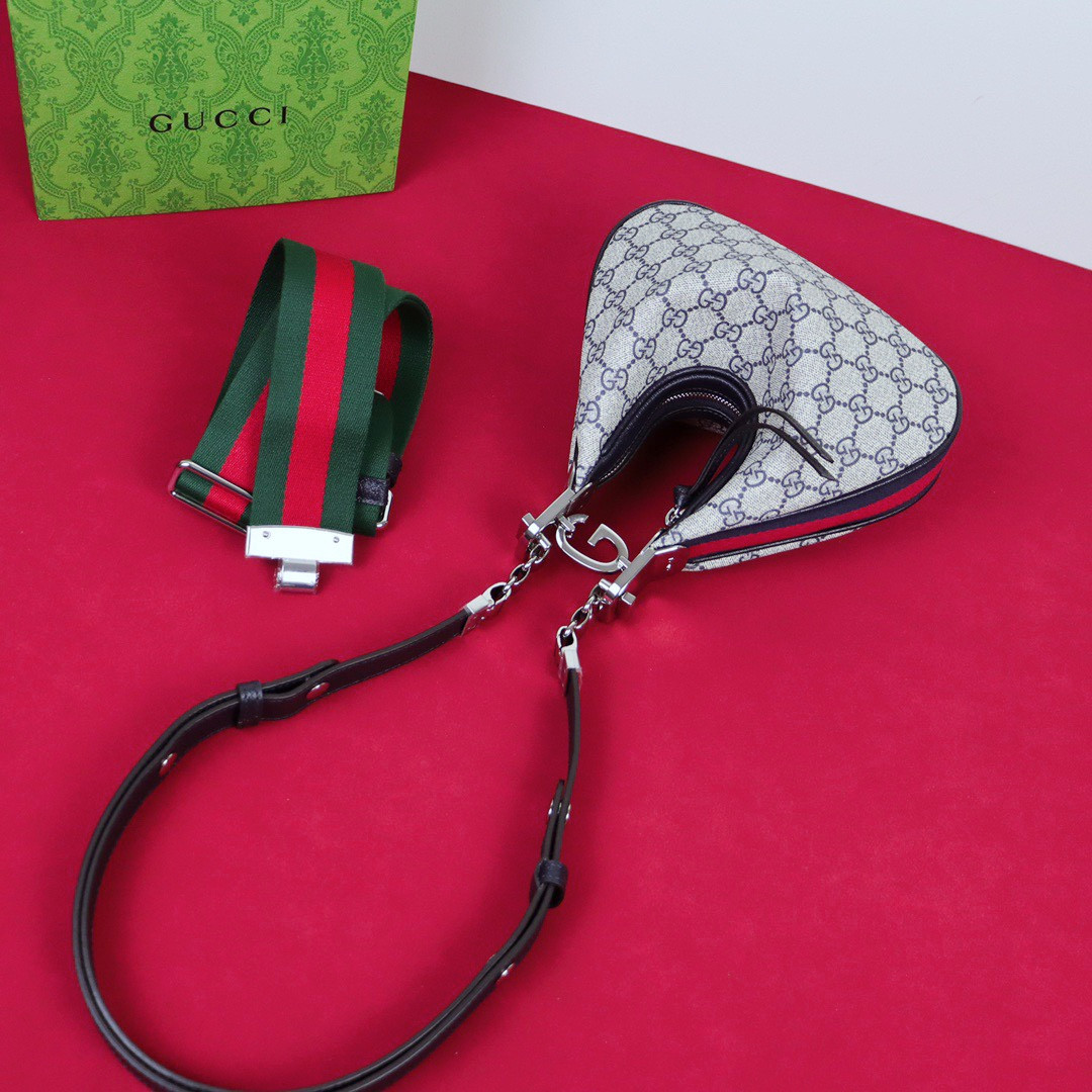 Gvc*1 ATTACHE SMALL SHOULDER BAG Beige and blue 9"W x 8.7"H x 2"D