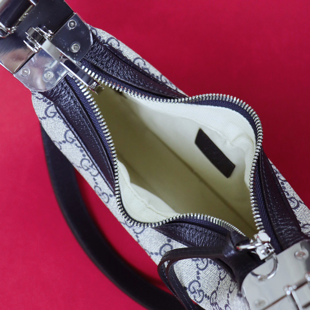 Gvc*1 ATTACHE SMALL SHOULDER BAG Beige and blue 9"W x 8.7"H x 2"D