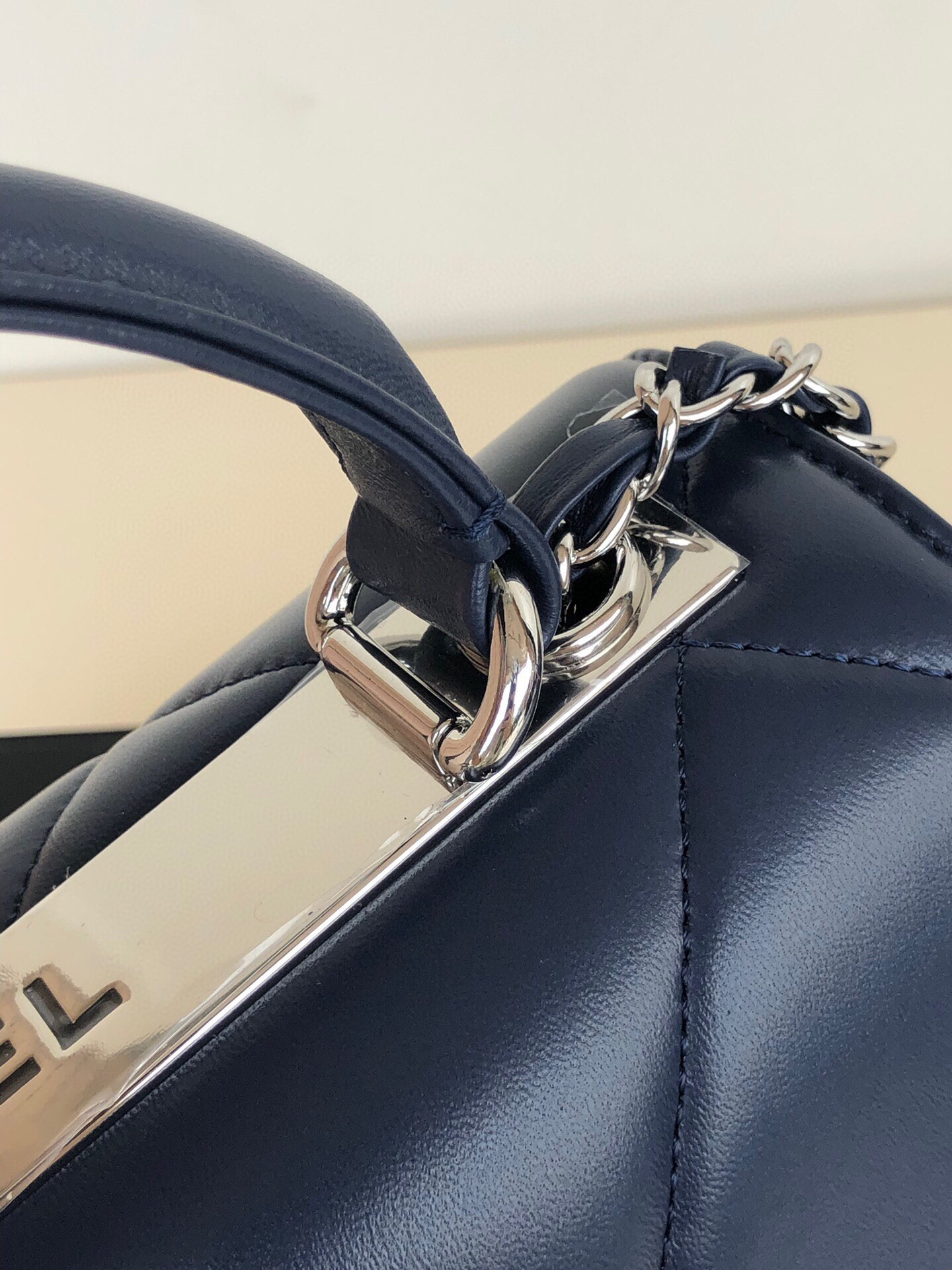 Ch**el FLAP BAG WITH TOP HANDLE 6.6 × 9.8 × 4.7 in