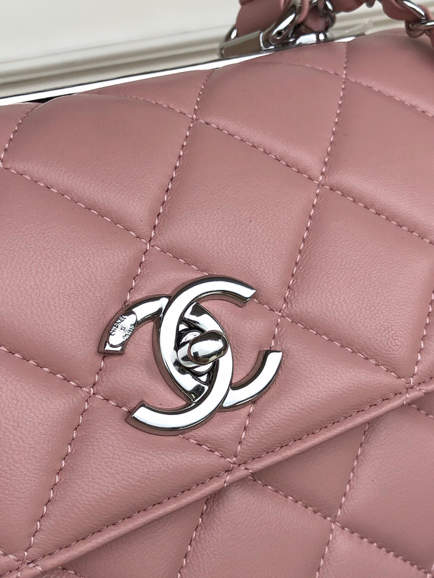 Ch**el FLAP BAG WITH TOP HANDLE 6.6 × 9.8 × 4.7 in