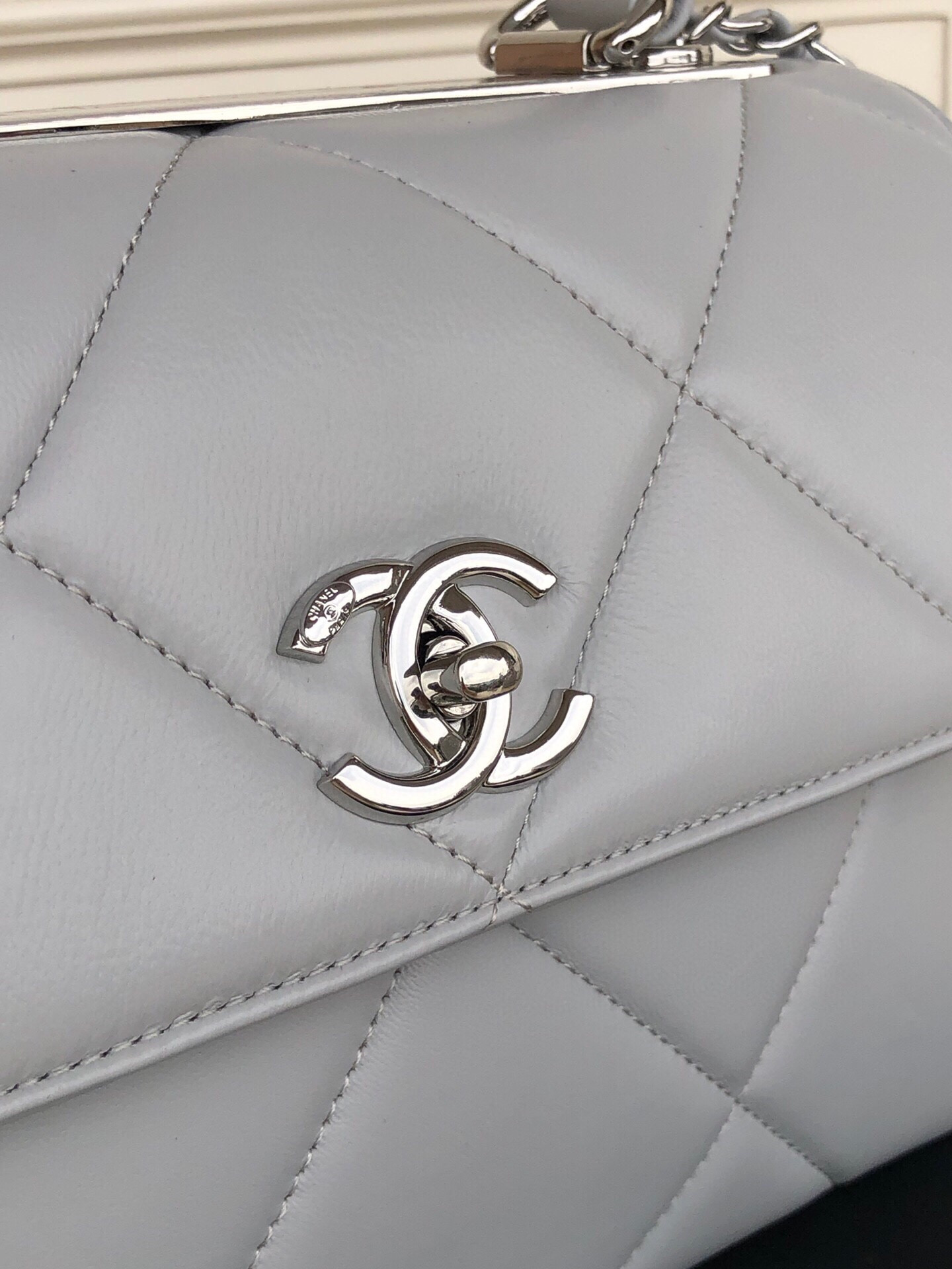 Ch**el FLAP BAG WITH TOP HANDLE 6.6 × 9.8 × 4.7 in