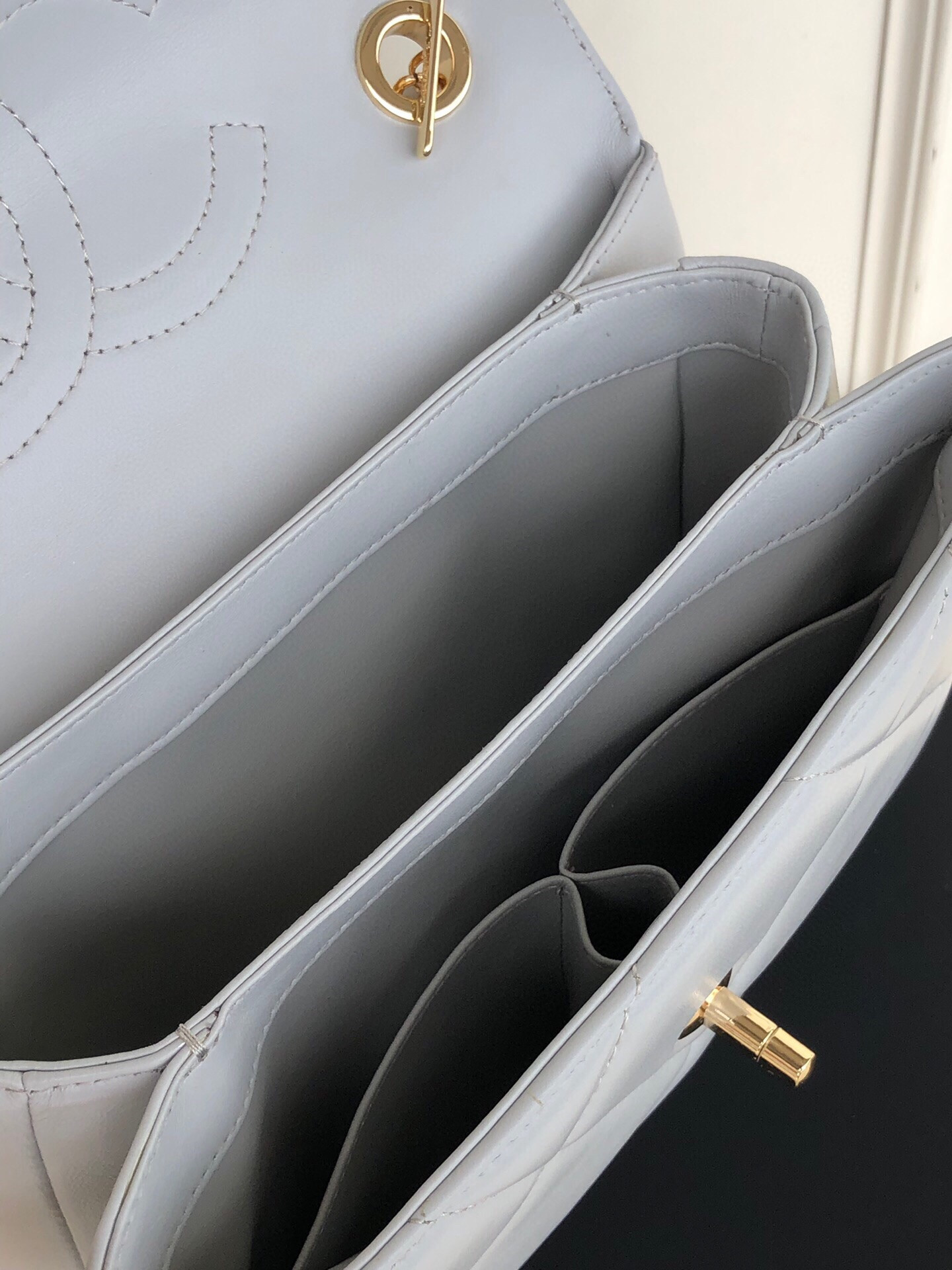 Ch**el FLAP BAG WITH TOP HANDLE 6.6 × 9.8 × 4.7 in