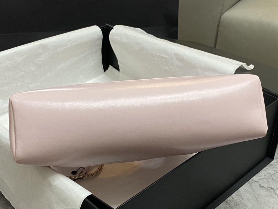 Ch**el SHOPPING BAG Shiny Lambskin & Gold-Tone Metal 11.7 × 11.3 × 3.5 in