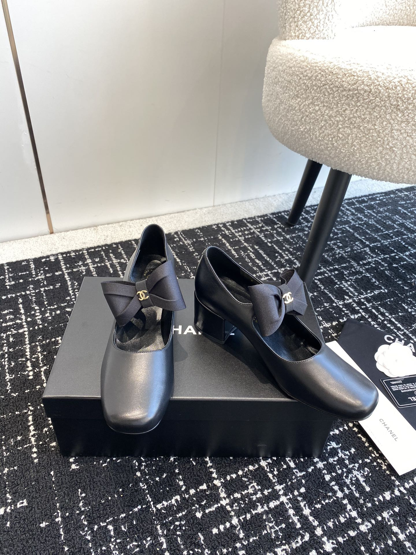 UA Ch**el MARY JANES Calfskin & Grosgrain