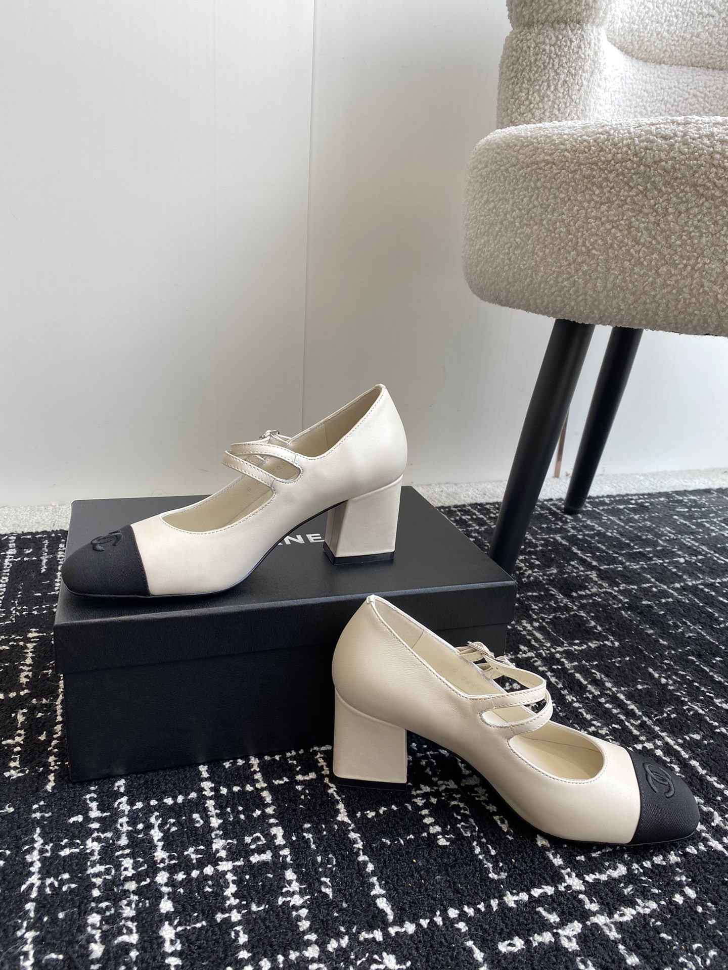 UA Ch**el MARY JANES Lambskin & Grosgrain