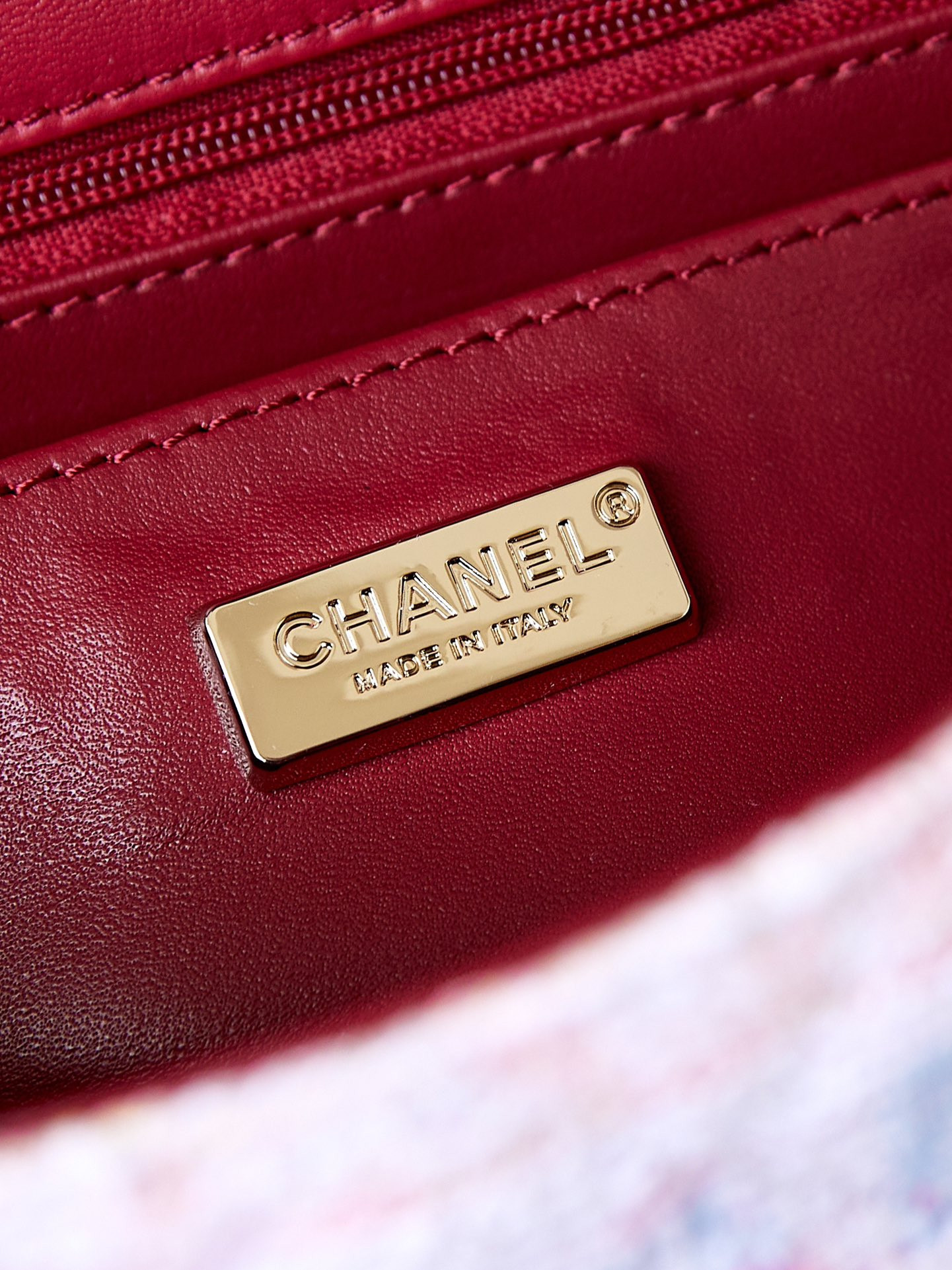 Ch**el Quilted Pink Multicolor Tweed Mini Rectangular Flap Bag 20×10×7cm