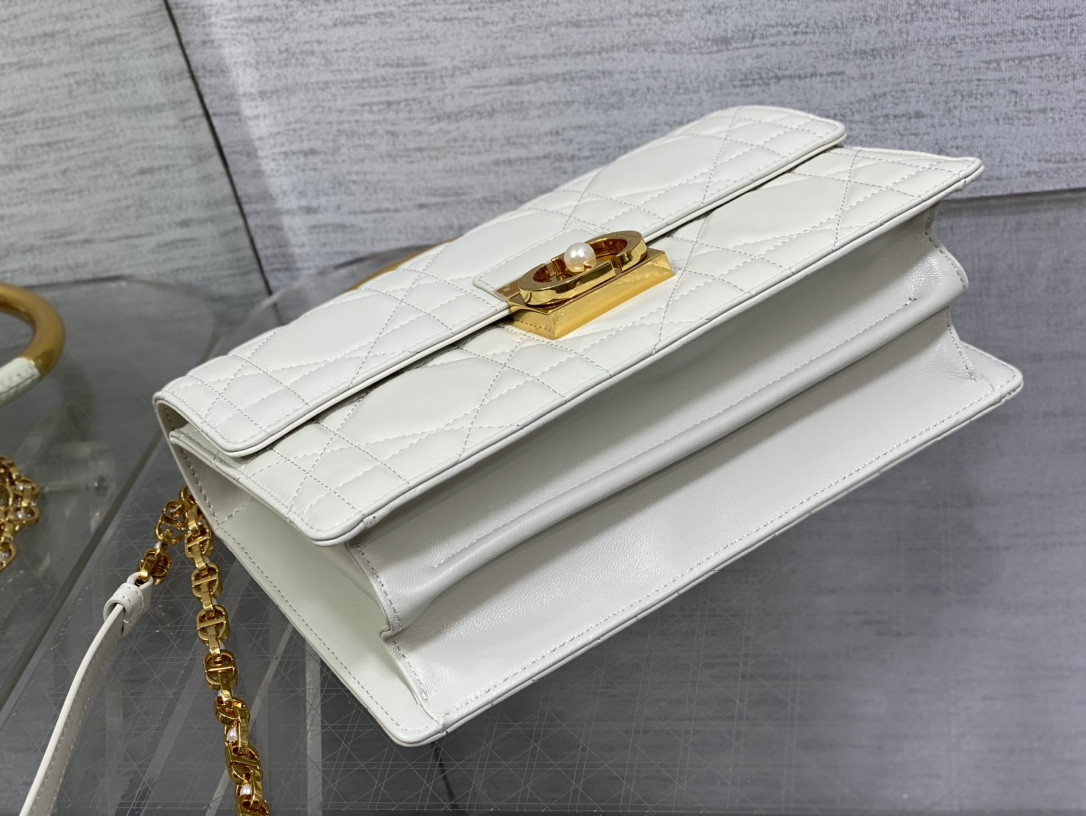 D10r Medium D10r Ange Bag Latte Macrocannage Calfskin 26 x 17 x 9 cm