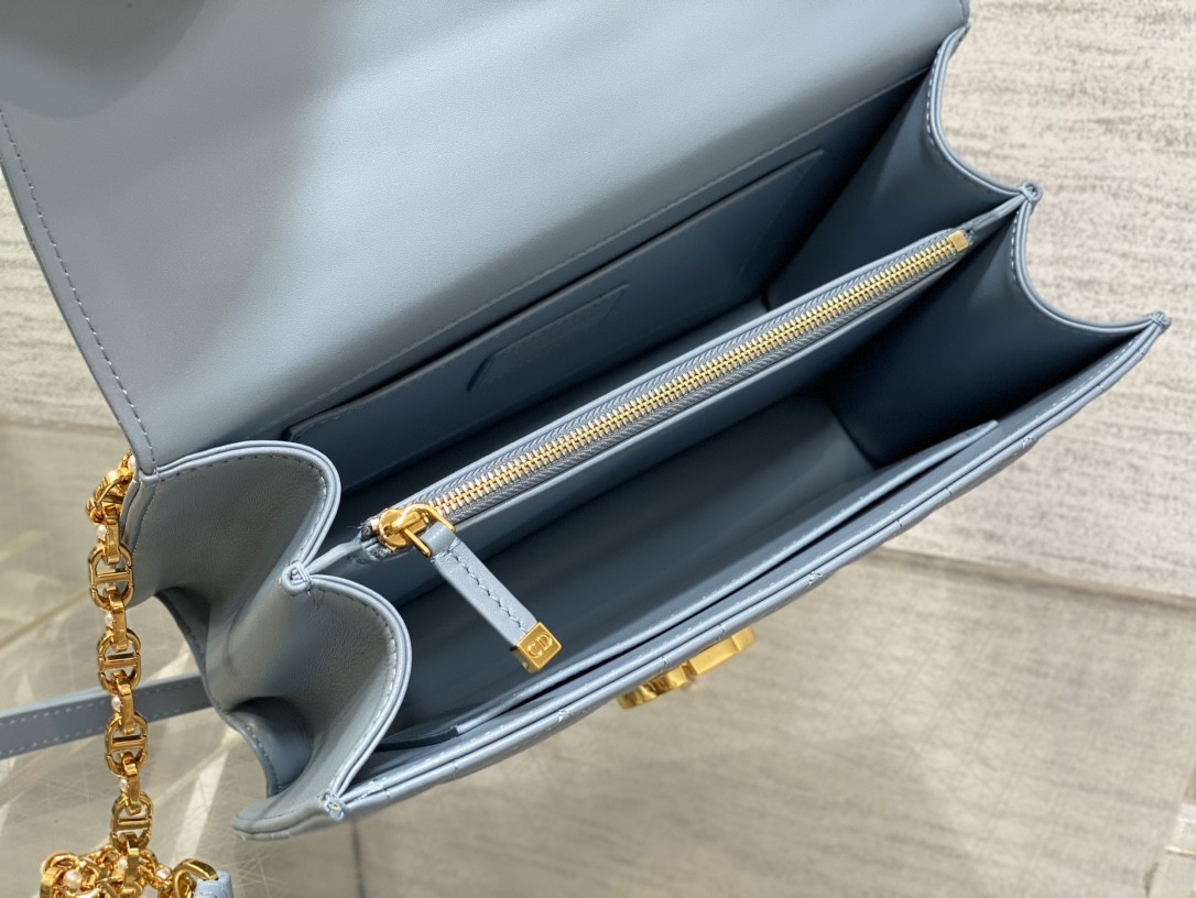 D10r Medium D10r Ange Bag Blue Latte Macrocannage Calfskin 26 x 17 x 9 cm