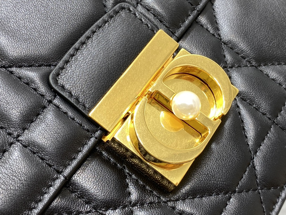 D10r Medium D10r Ange Bag Black Macrocannage Calfskin 26 x 17 x 9 cm