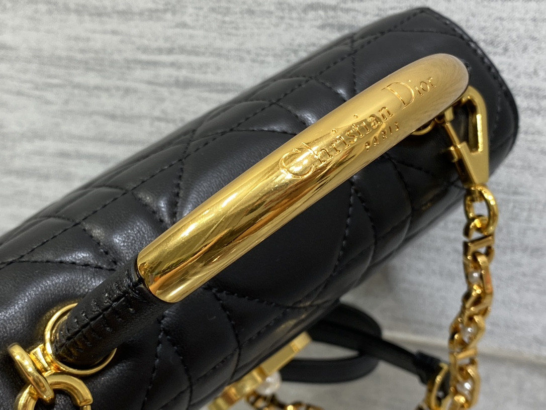 D10r Small D10r Ange Bag Black Macrocannage Calfskin 20 x 12 x 5 cm