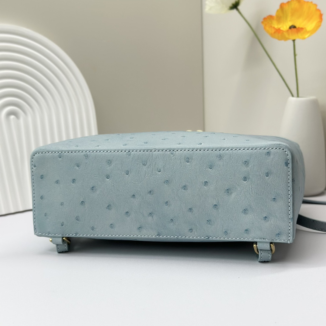 L0r0 P1ana Extra Pocket backpack L23.5 Ostrich-grained Leather 23 x 21 x 8 cm