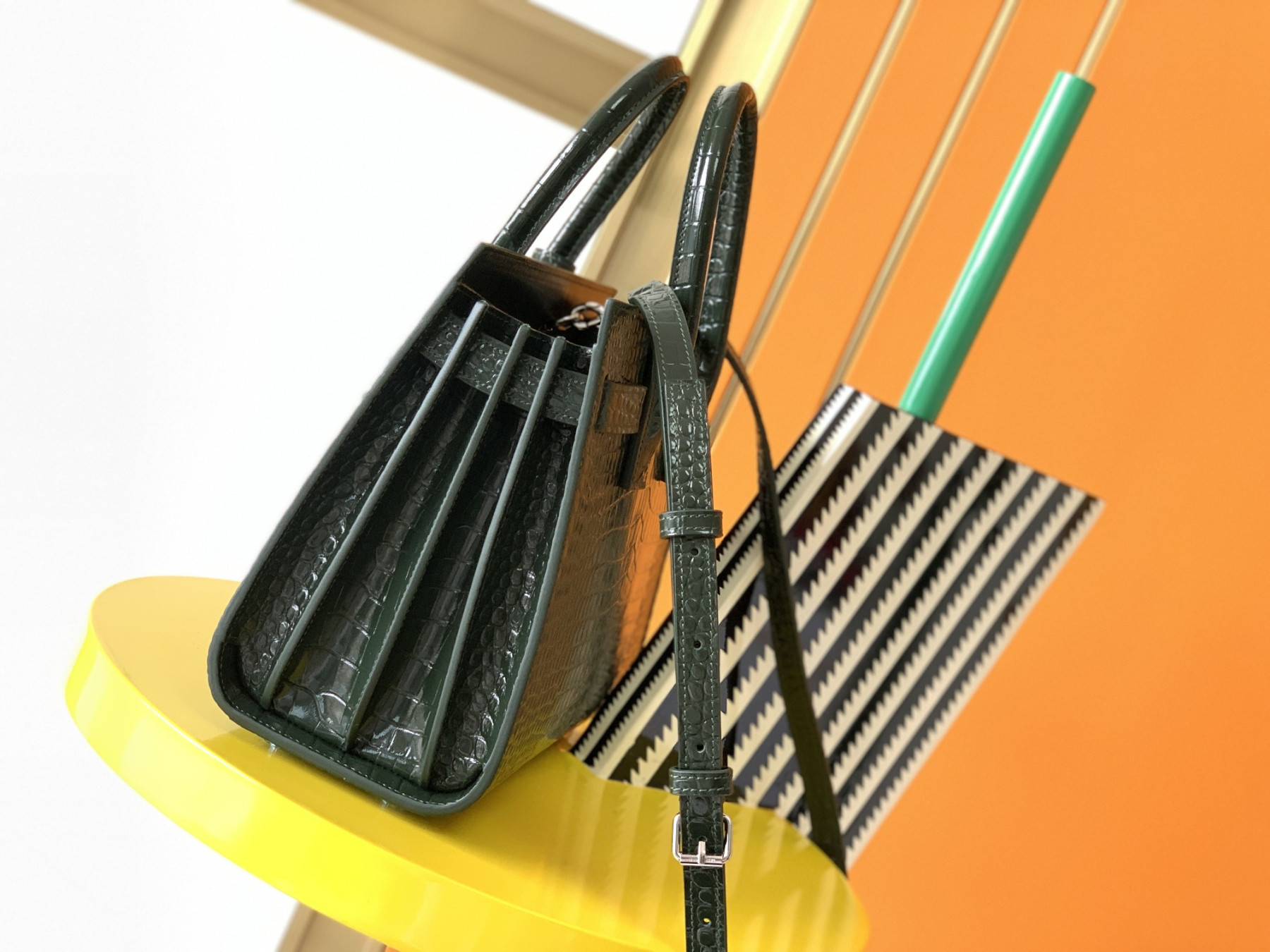 Y51 SAC DE JOUR IN EMBOSSED CROCODILE LEATHER - baby 26x13.5x12.5cm