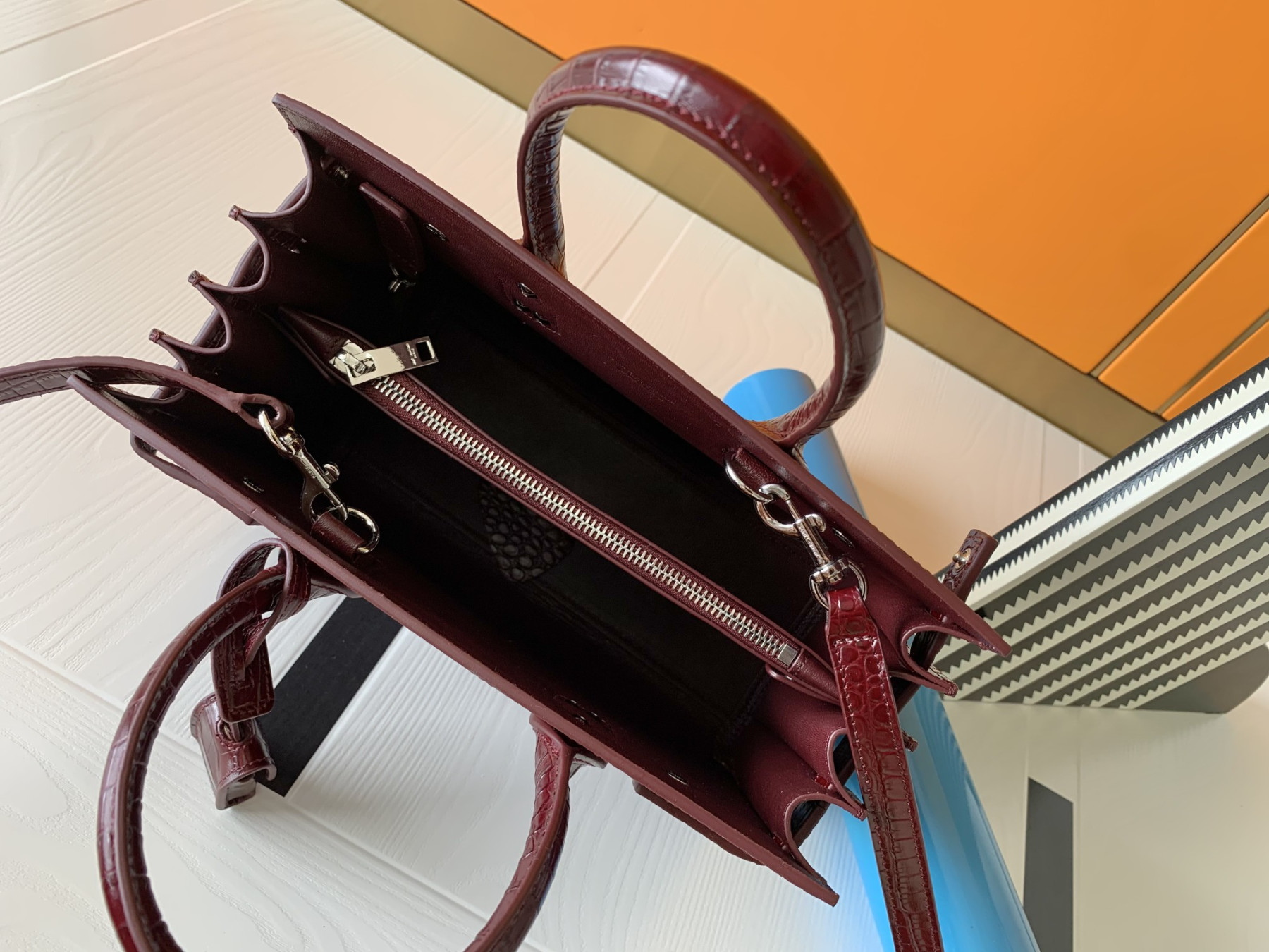 Y51 SAC DE JOUR IN EMBOSSED CROCODILE LEATHER - baby 26x13.5x12.5cm