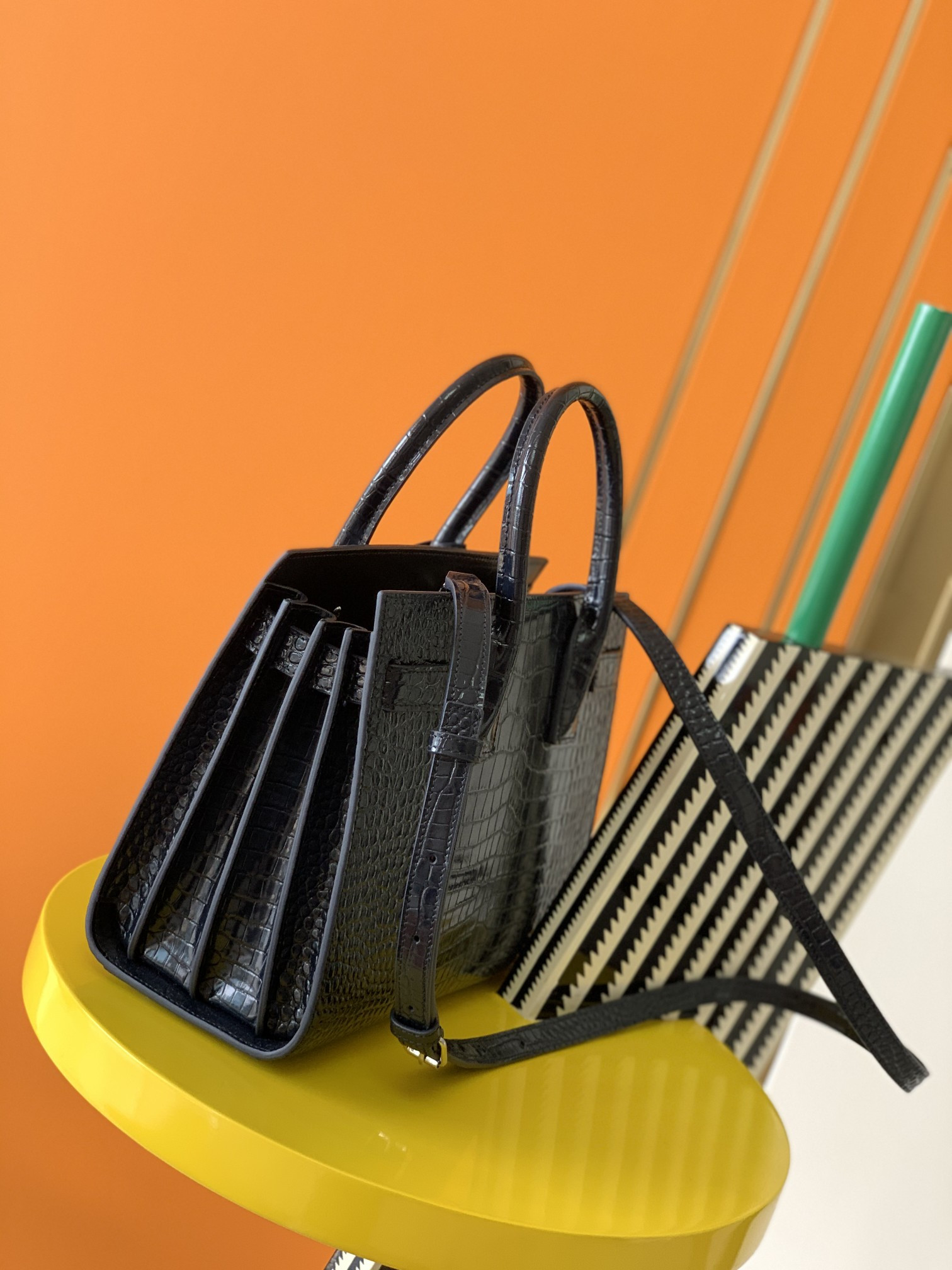 Y51 SAC DE JOUR IN EMBOSSED CROCODILE LEATHER - baby 26x13.5x12.5cm