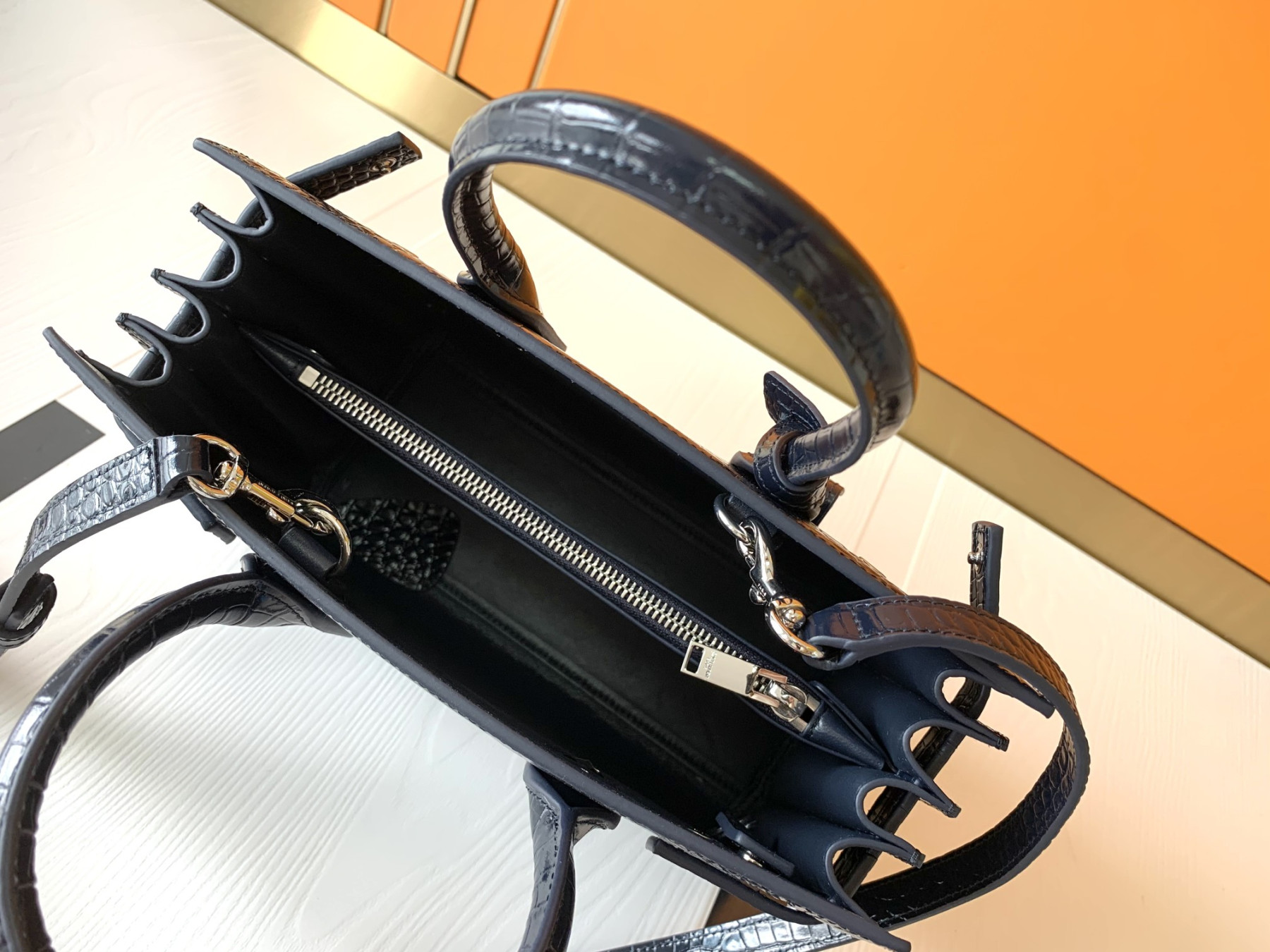 Y51 SAC DE JOUR IN EMBOSSED CROCODILE LEATHER - baby 26x13.5x12.5cm