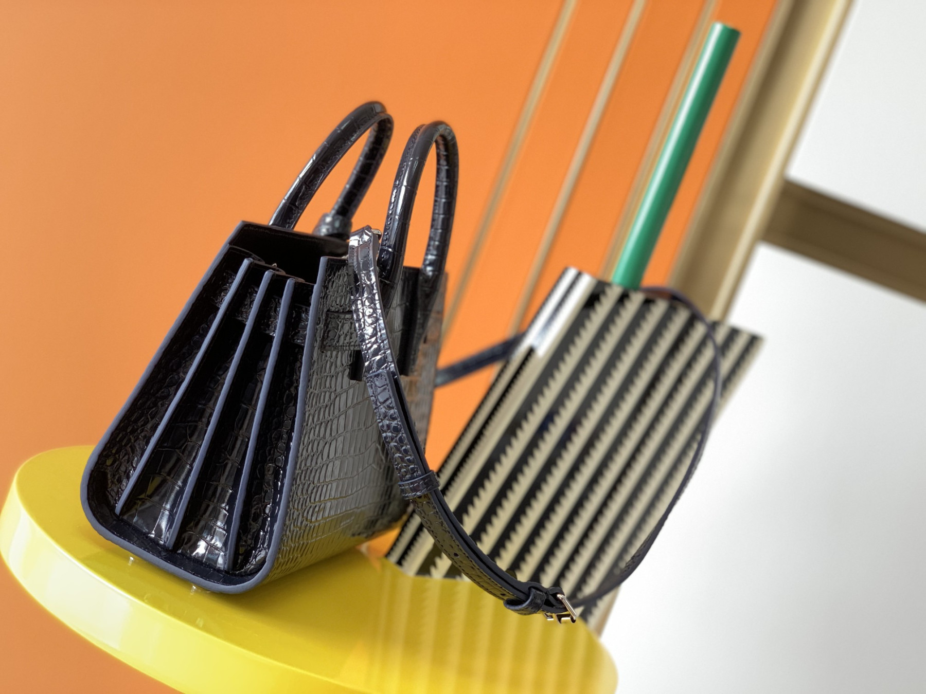 Y51 SAC DE JOUR IN CROCODILE EMBOSSED LEATHER - NANO 22x18x10.5cm