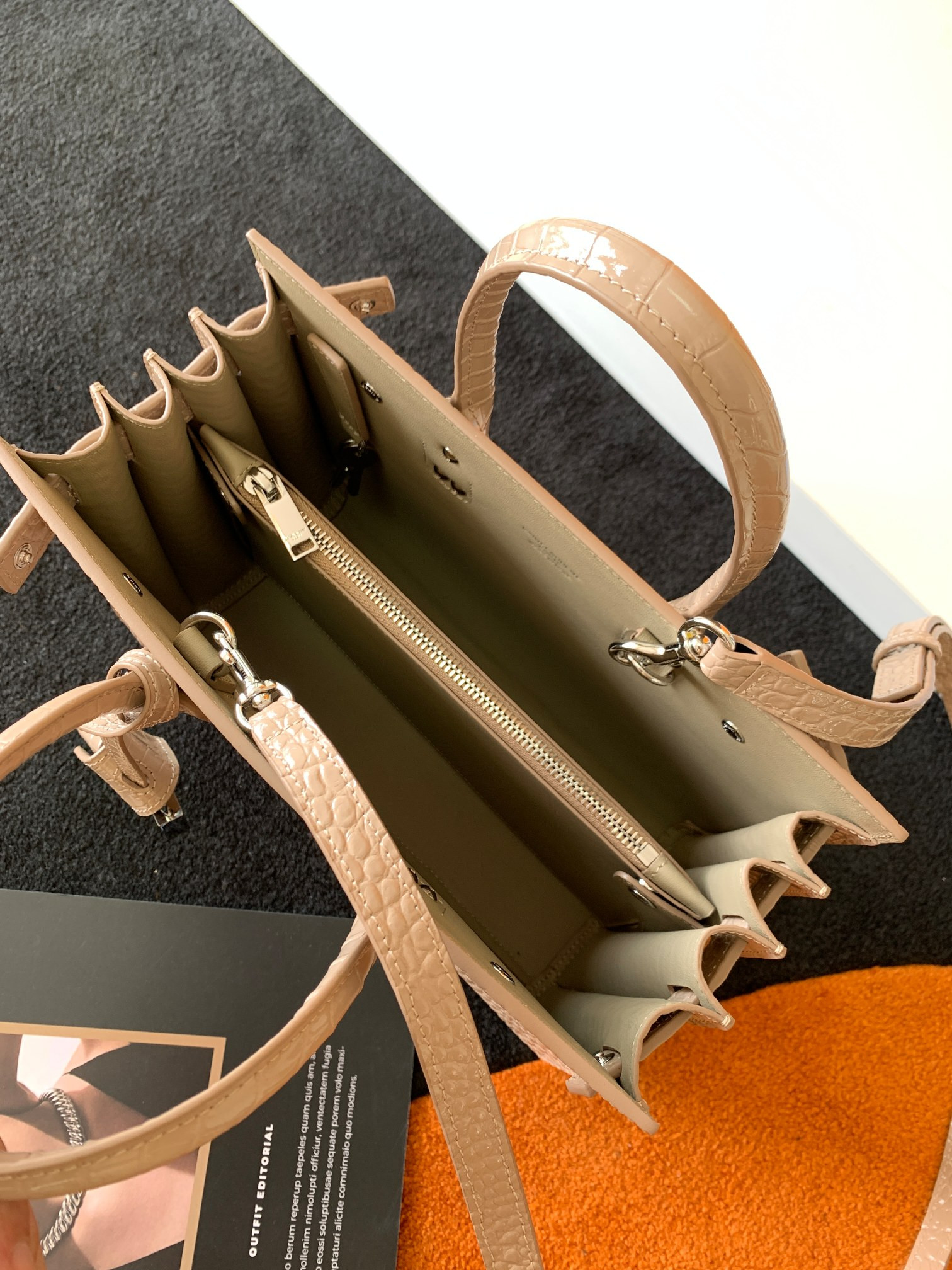 Y51 SAC DE JOUR IN EMBOSSED CROCODILE LEATHER - baby 26x13.5x12.5cm