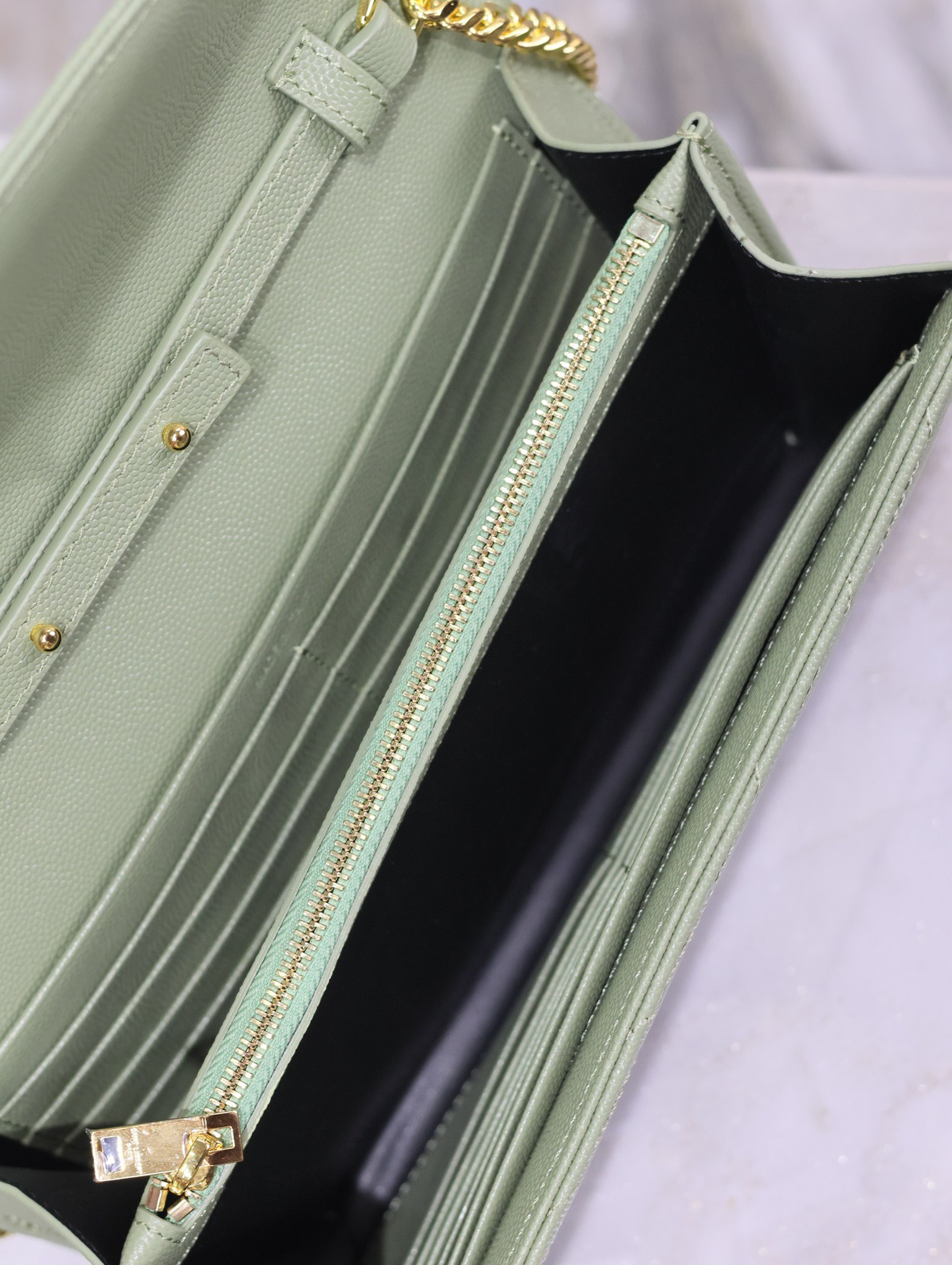 Y51 Cassandra Monogram Classic Chain Wallet in Grained Poudre Leather 22.5 x 14 x 4cm