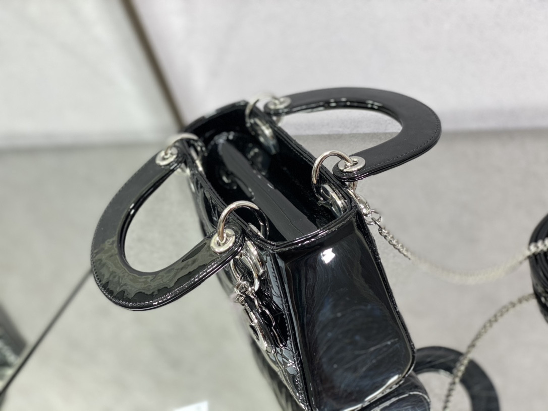 Mini Lady D10r Bag Patent Cannage Calfskin 17 x 15 x 7 cm