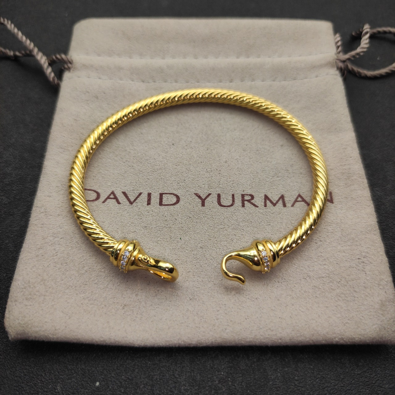 David Yurman 4mm Gold Hook With Diamonds Bracelet(wrist circumference 16-20cm)