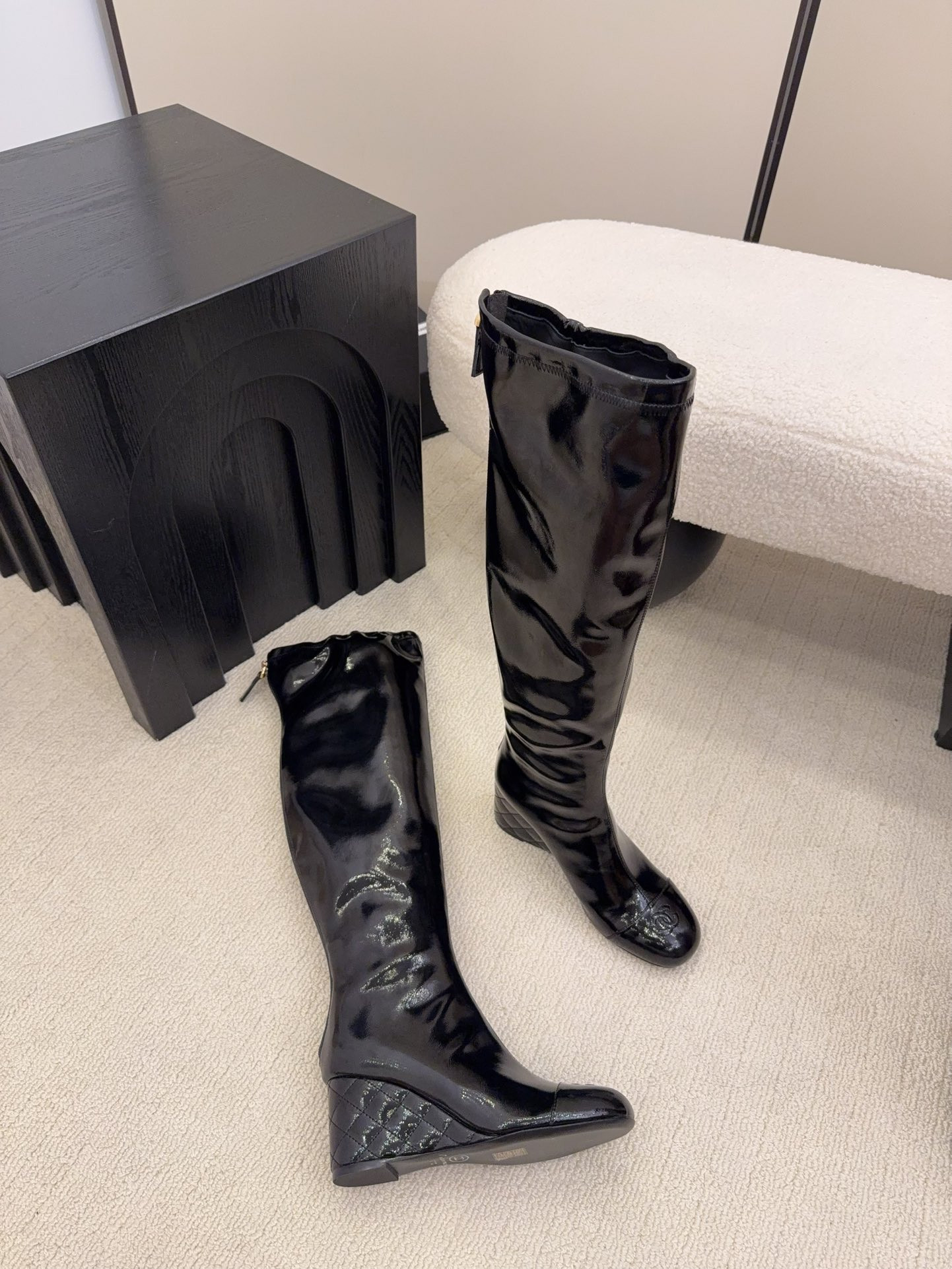 UA Chanel High Boots 7cm Heel(Customized about 10 days production time,Customized Size about 15 days)