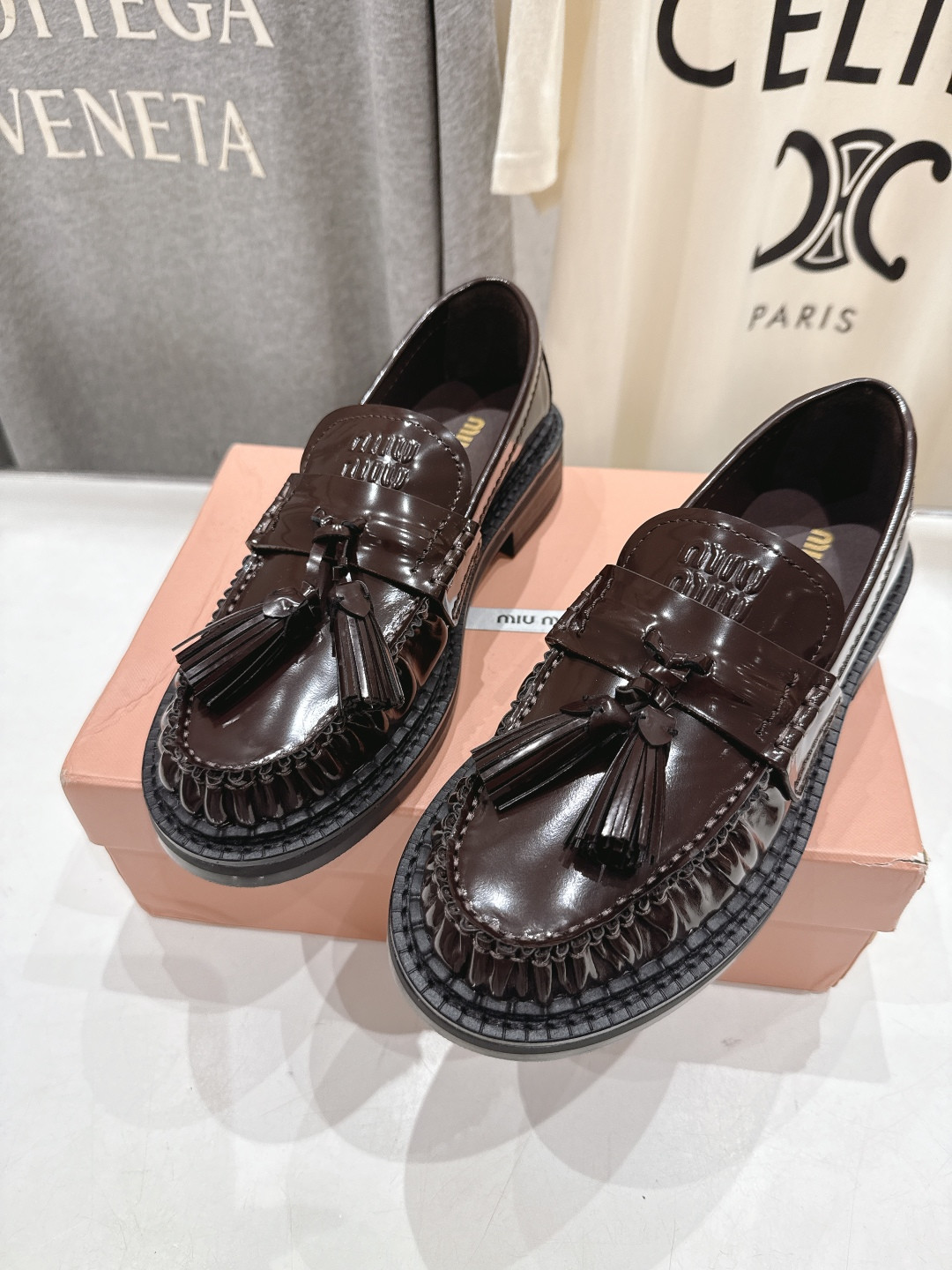 UA Miu Miu Tassel Loafers in Polished Leather