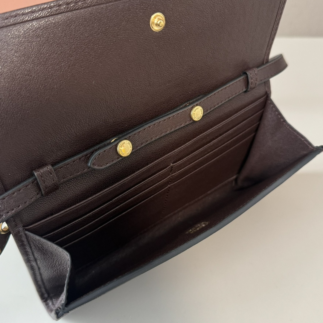 Miu Miu Nappa Leather Wallet with Shoulder Strap 19x9.5x2cm