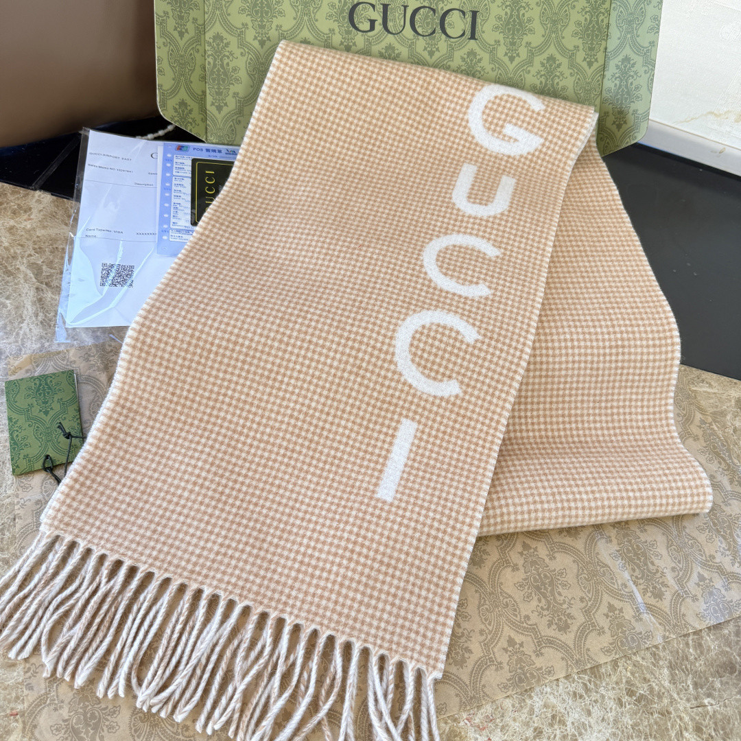 Gucci scarf 30x180cm 100%cashmere