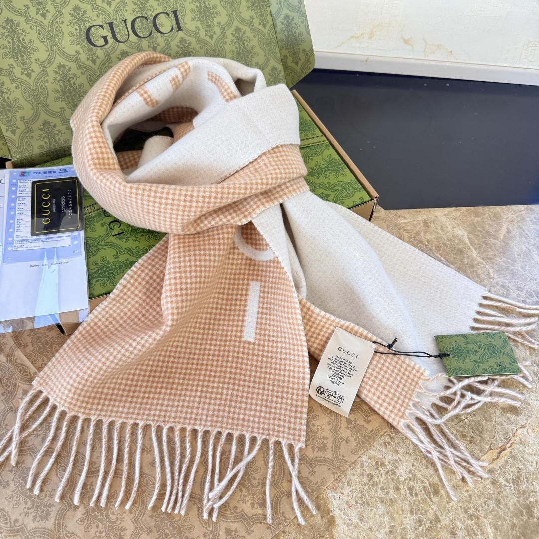 Gucci scarf 30x180cm 100%cashmere