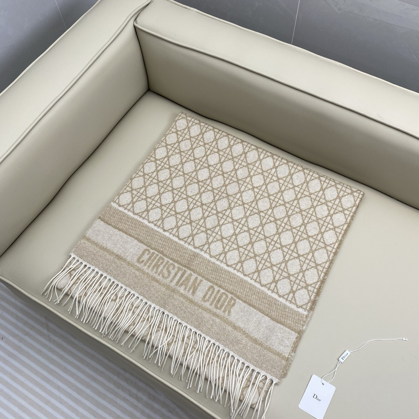 Dior Cannage scarf 220x45cm 67% cashmere 43% virgin wool