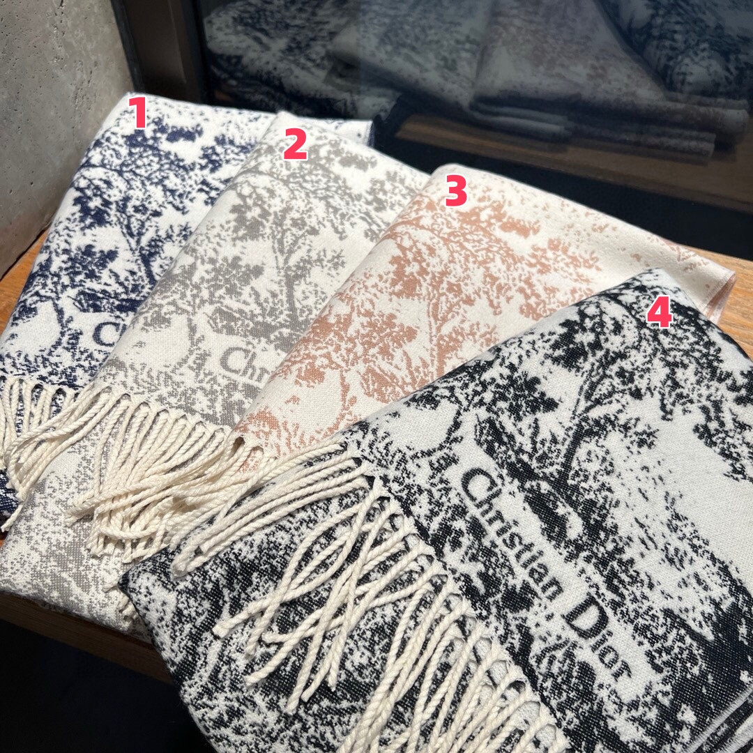 Dior Printed scarf 200x45cm 59% cashmere 41% wool