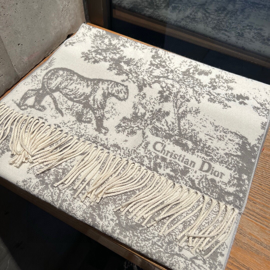 Dior Printed scarf 200x45cm 59% cashmere 41% wool