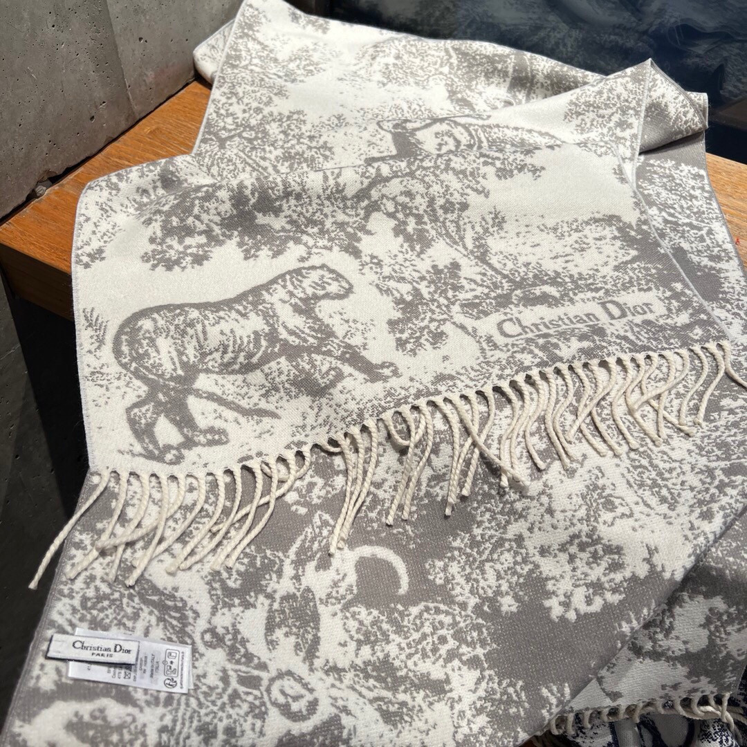 Dior Printed scarf 200x45cm 59% cashmere 41% wool