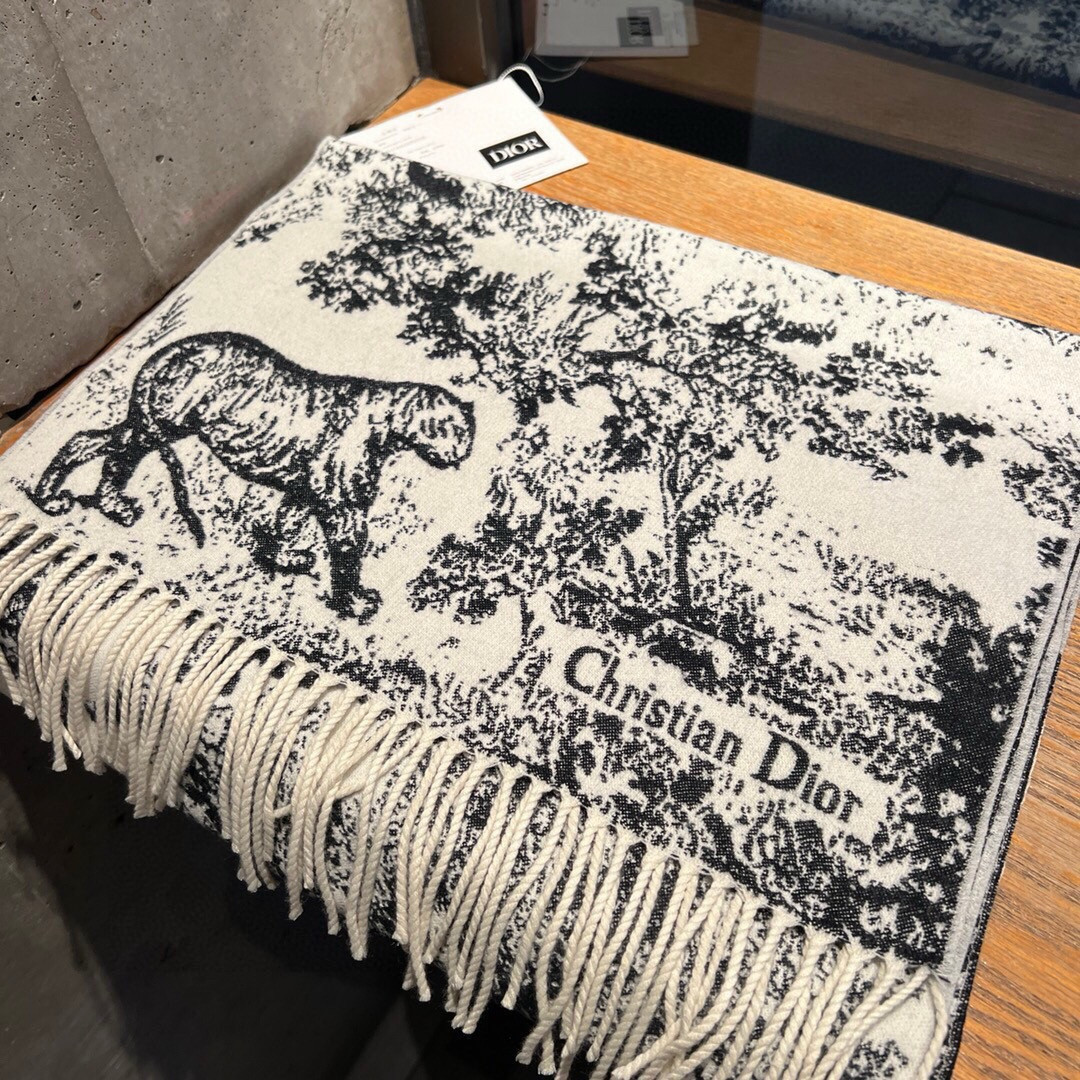 Dior Printed scarf 200x45cm 59% cashmere 41% wool
