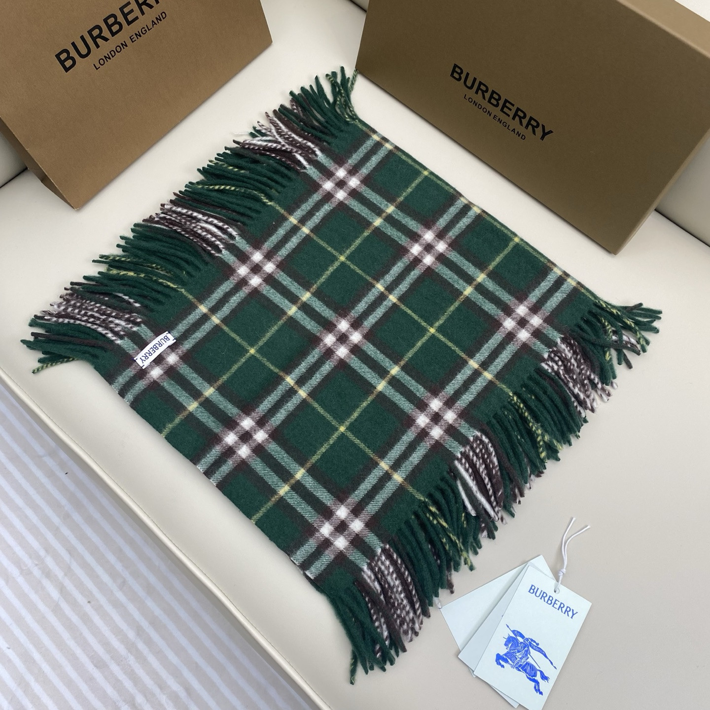 Bv*b*rry Check Cashmere Happy scarf 30x155cm