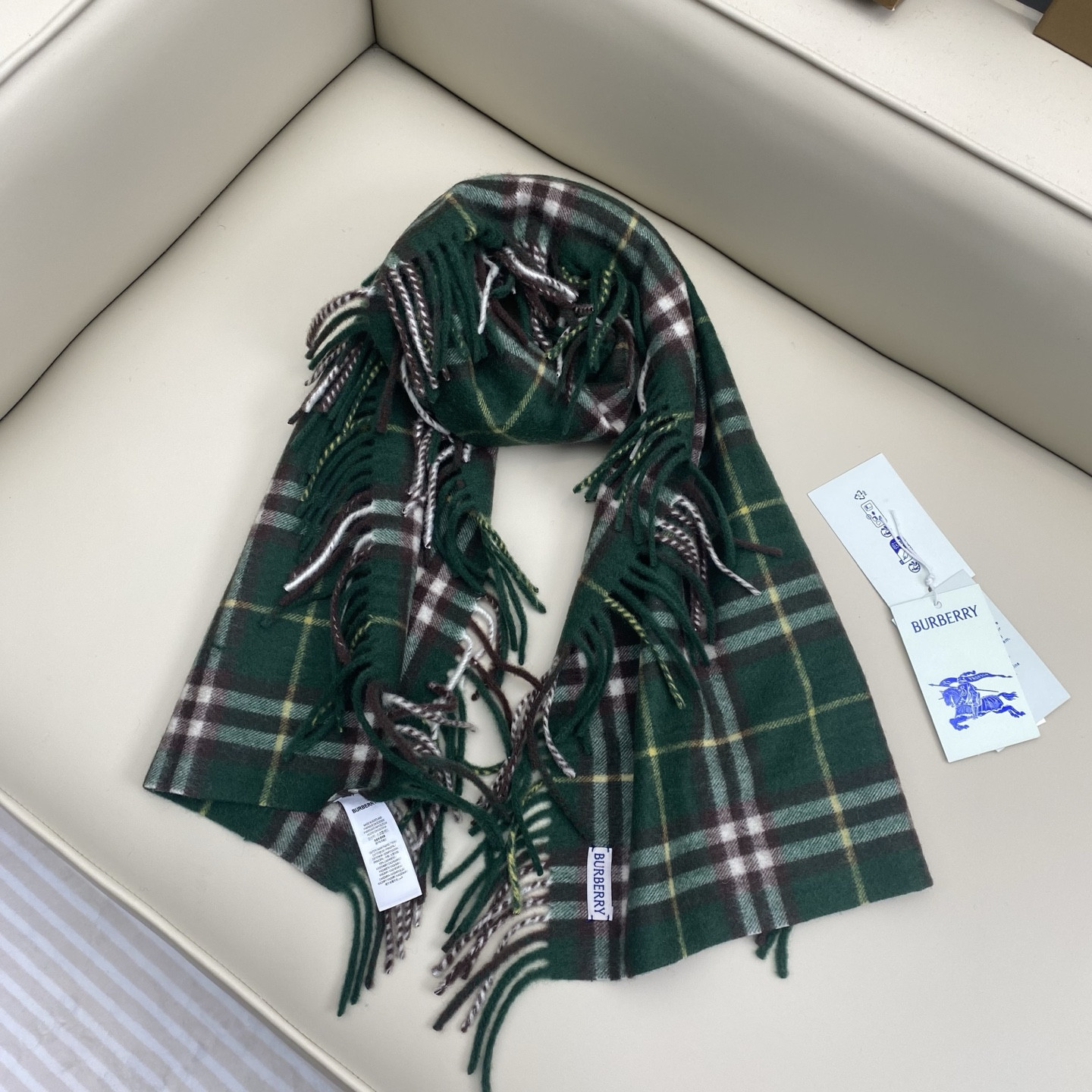 Bv*b*rry Check Cashmere Happy scarf 30x155cm