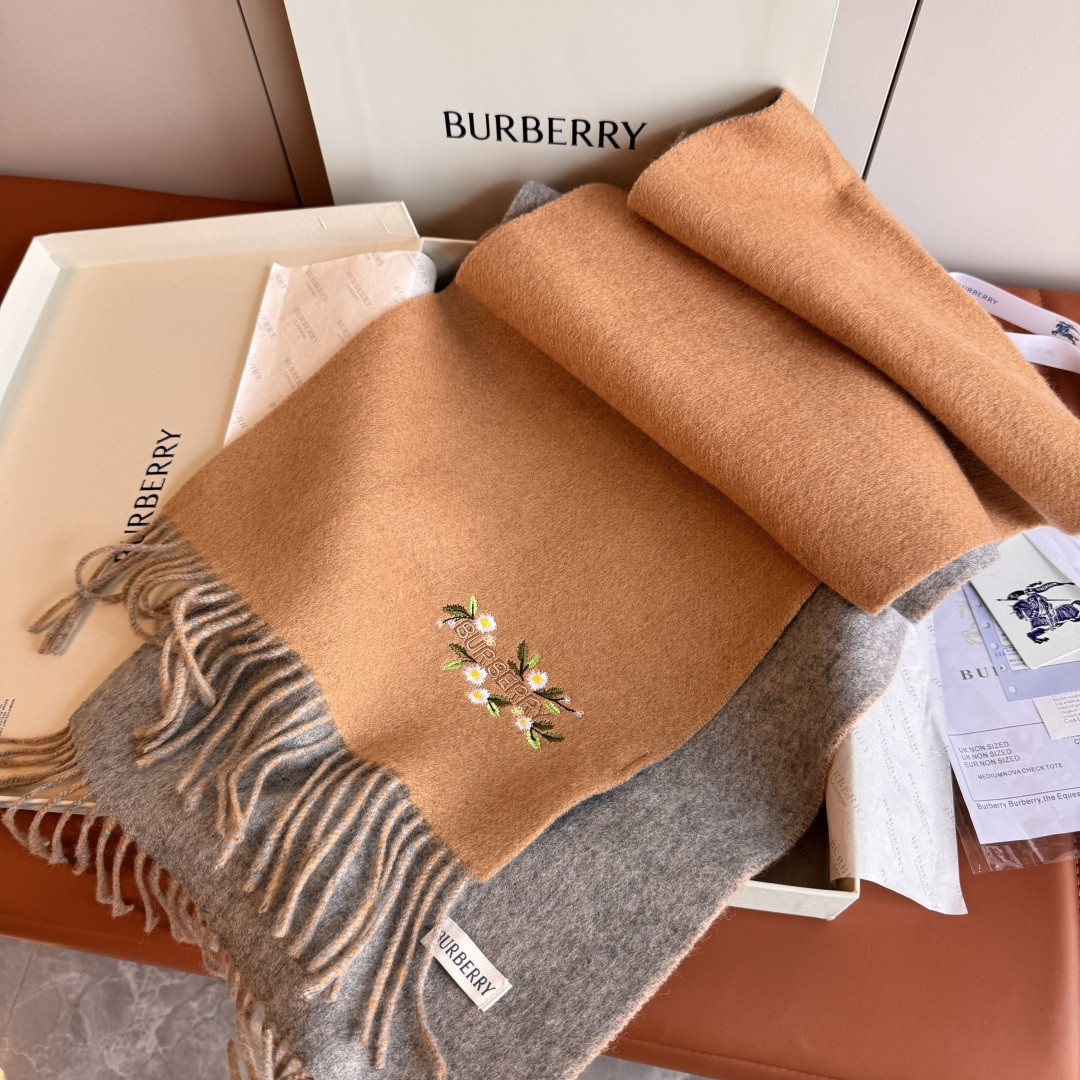 Bv*b*rry Double-sided scarf 30x200cm 100% cashmere