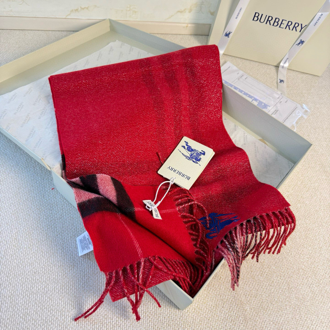 Bv*b*rry Check Cashmere scarf 30x168cm
