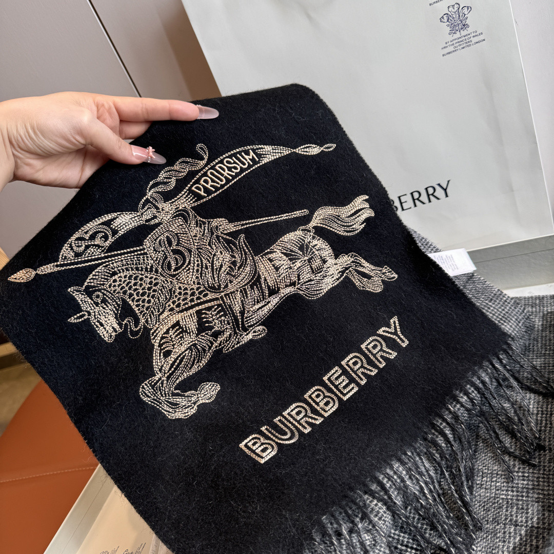 Bv*b*rry Reversible EKD Cashmere scarf 30x200cm 100% lambswool