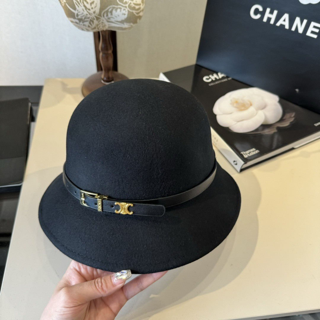 Celine Bucket Hat 100% Wool 57cm Head Circumference