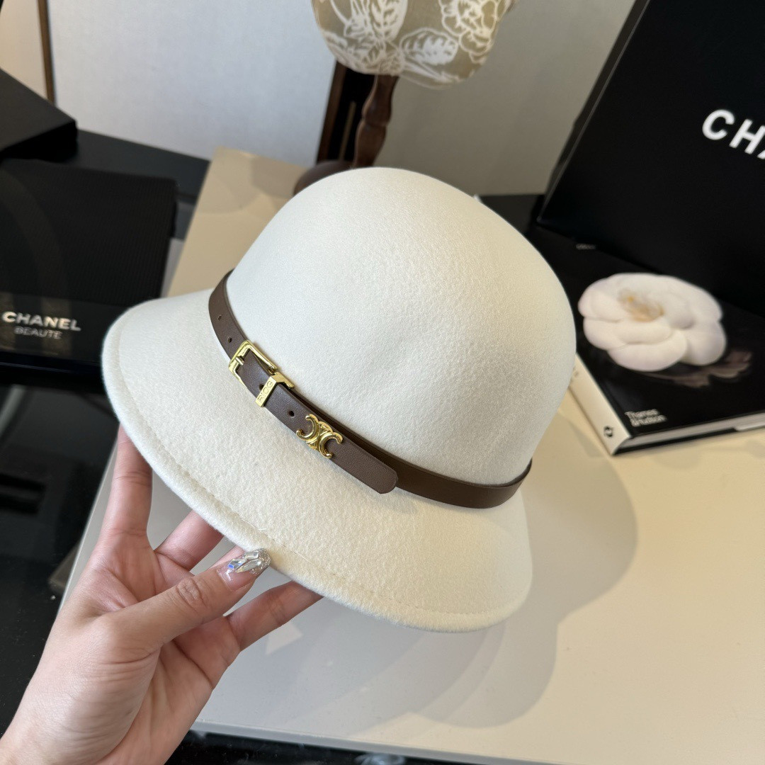 Celine Bucket Hat 100% Wool 57cm Head Circumference