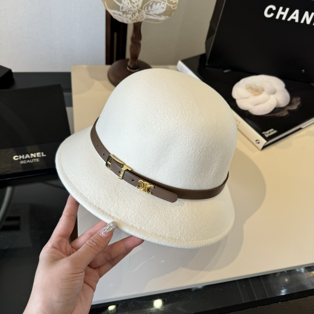 Celine Bucket Hat 100% Wool 57cm Head Circumference