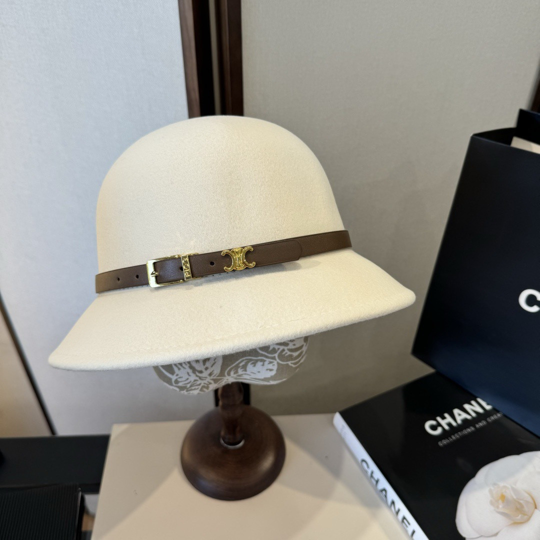 Celine Bucket Hat 100% Wool 57cm Head Circumference