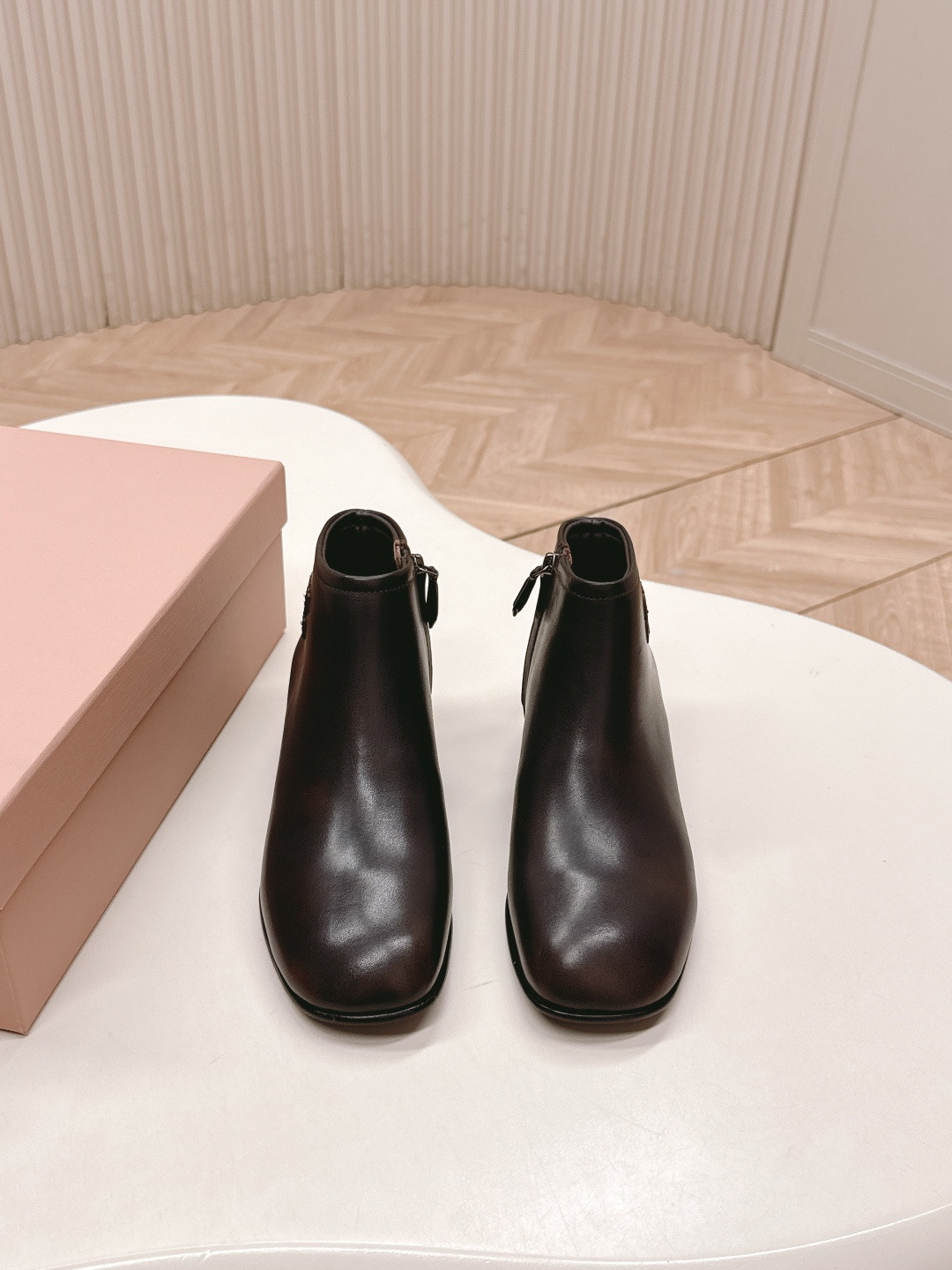 UA Miu Miu Fumé Leather Booties
