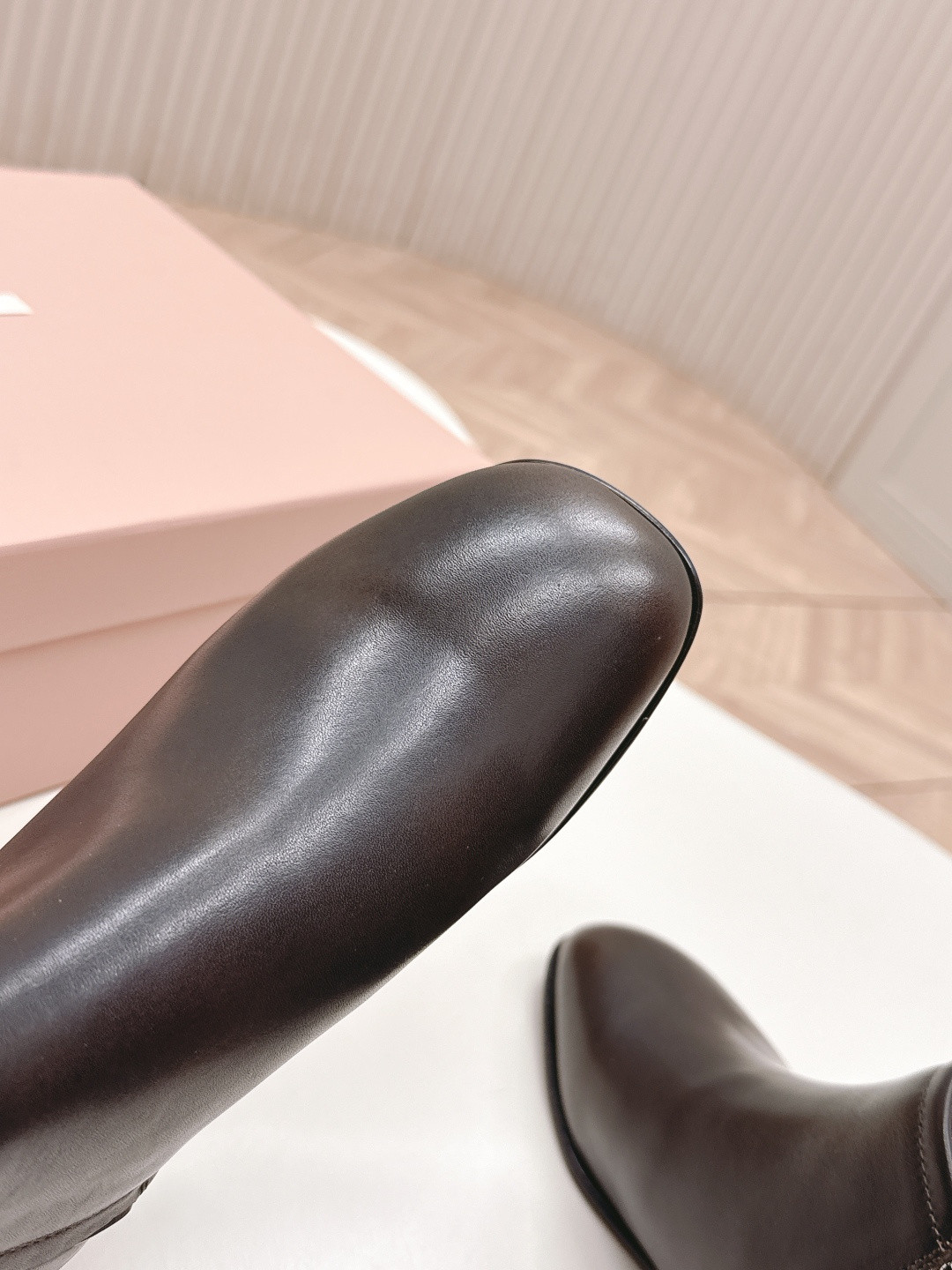 UA Miu Miu Fumé Leather Booties