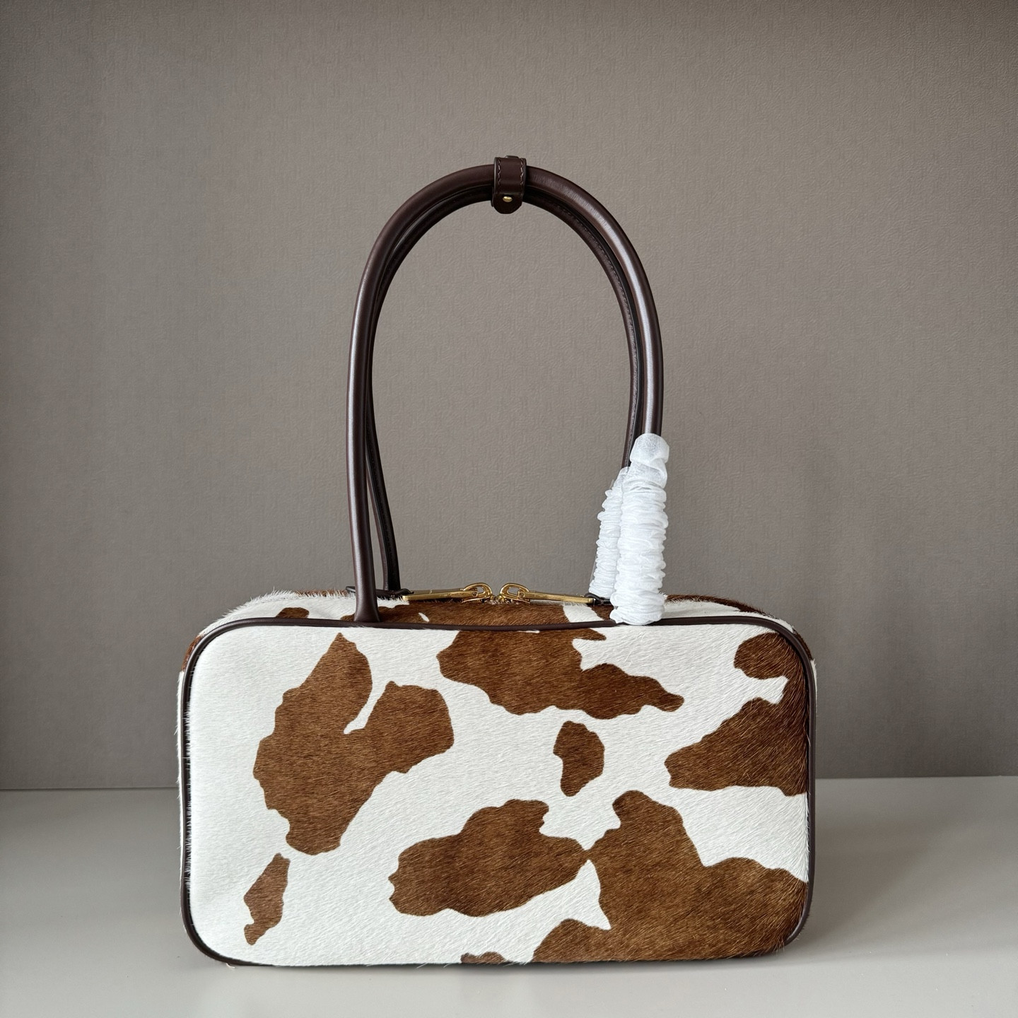 Miu Miu Printed Leather Beau Bag 17x30x8.5cm