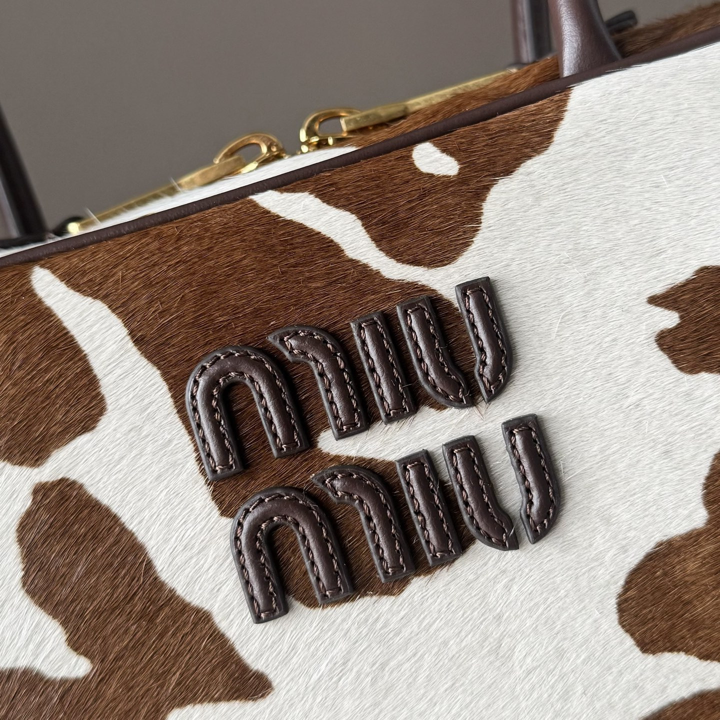 Miu Miu Printed Leather Beau Bag 17x30x8.5cm