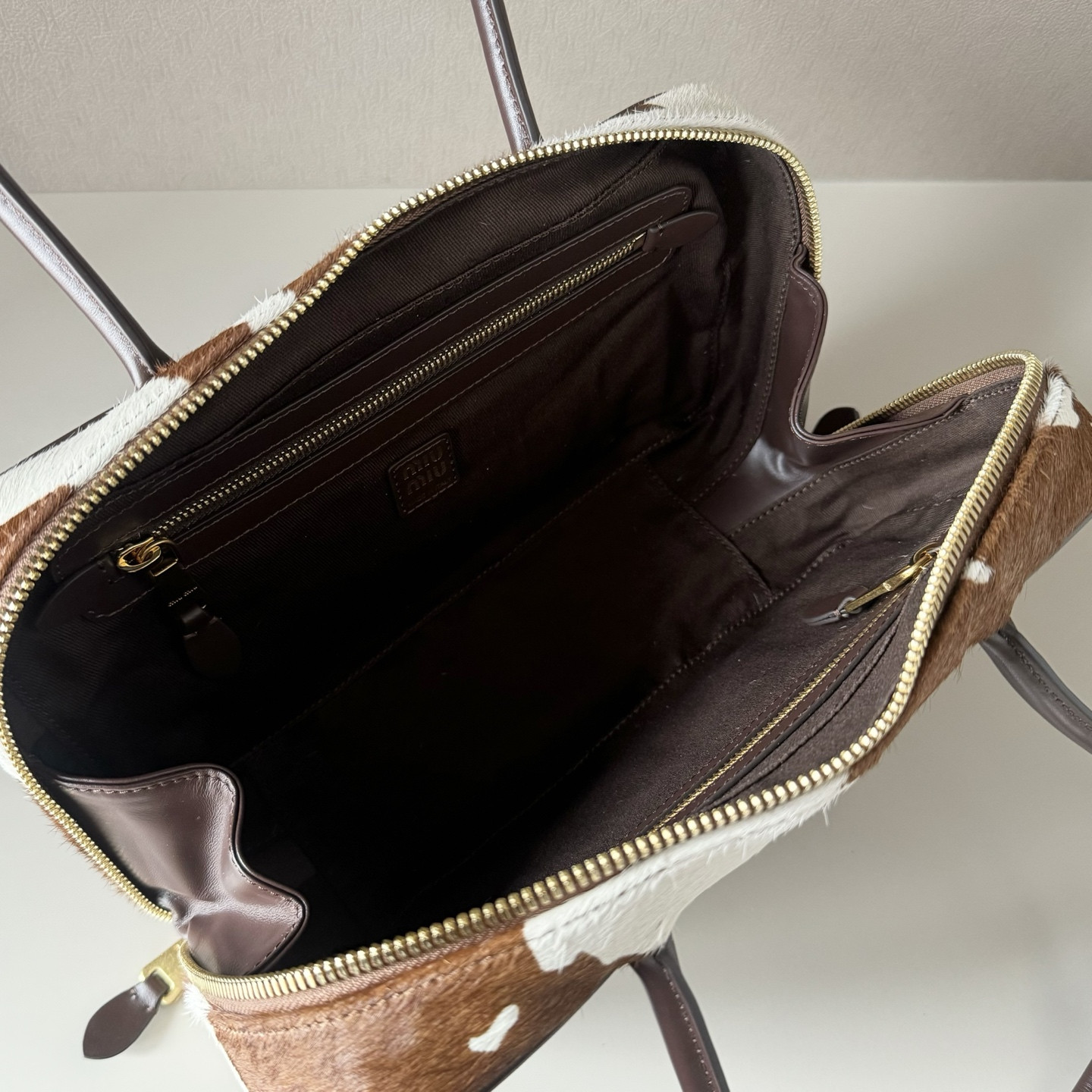 Miu Miu Printed Leather Beau Bag 17x30x8.5cm