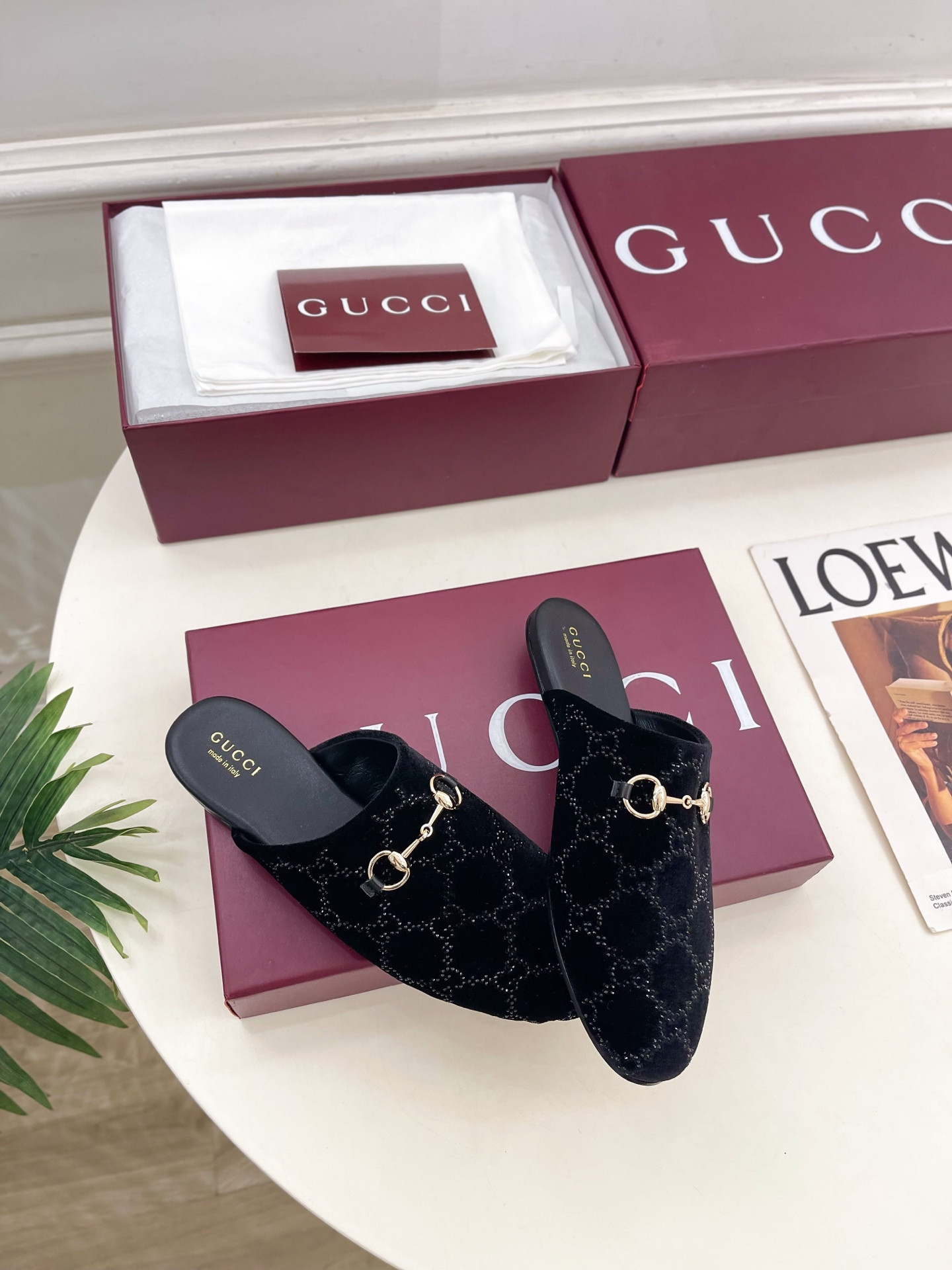 UA Gucci GG Crystal Mule With Horsebit