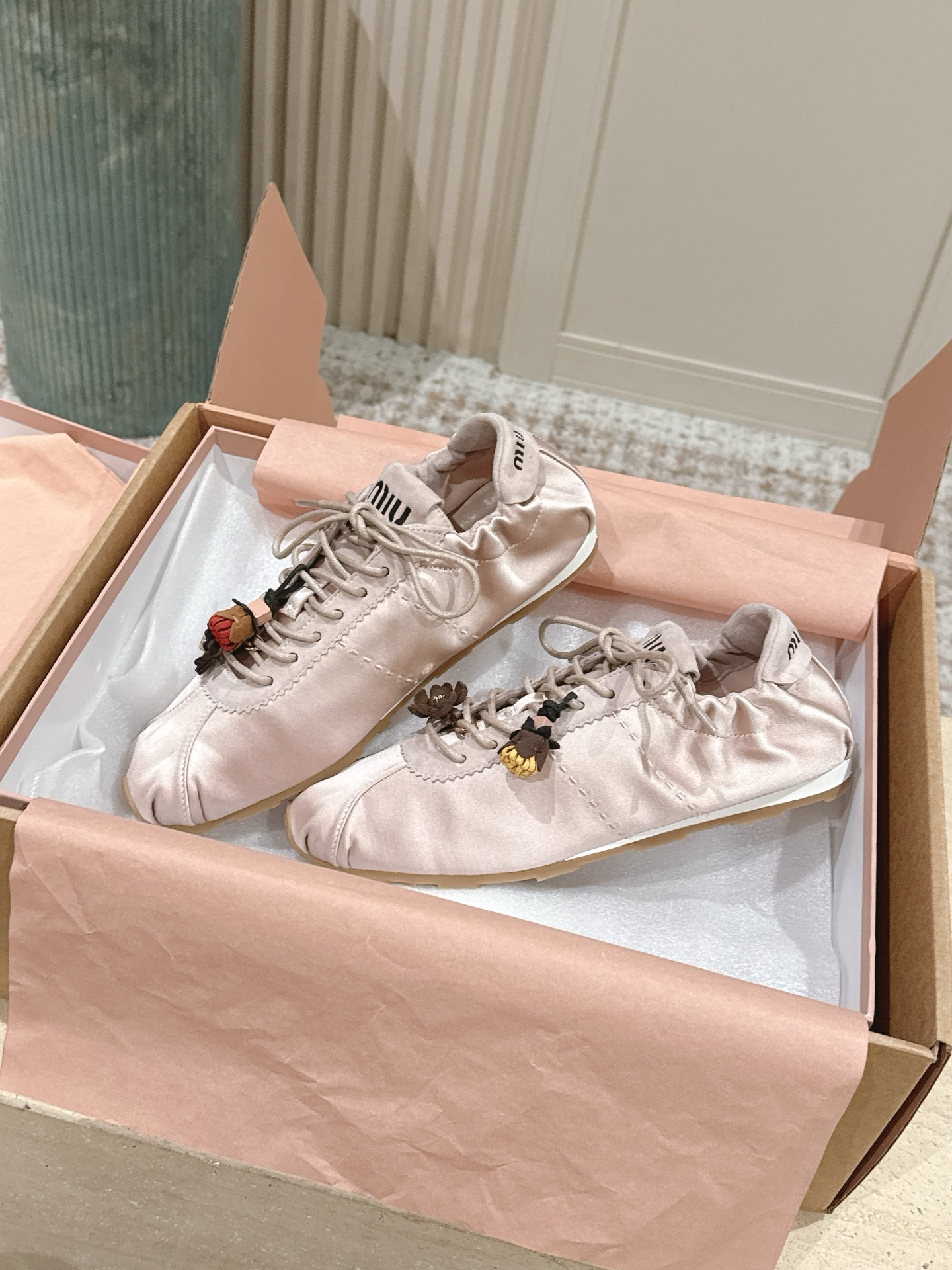 UA Miu Miu Plume Satin Sneakers